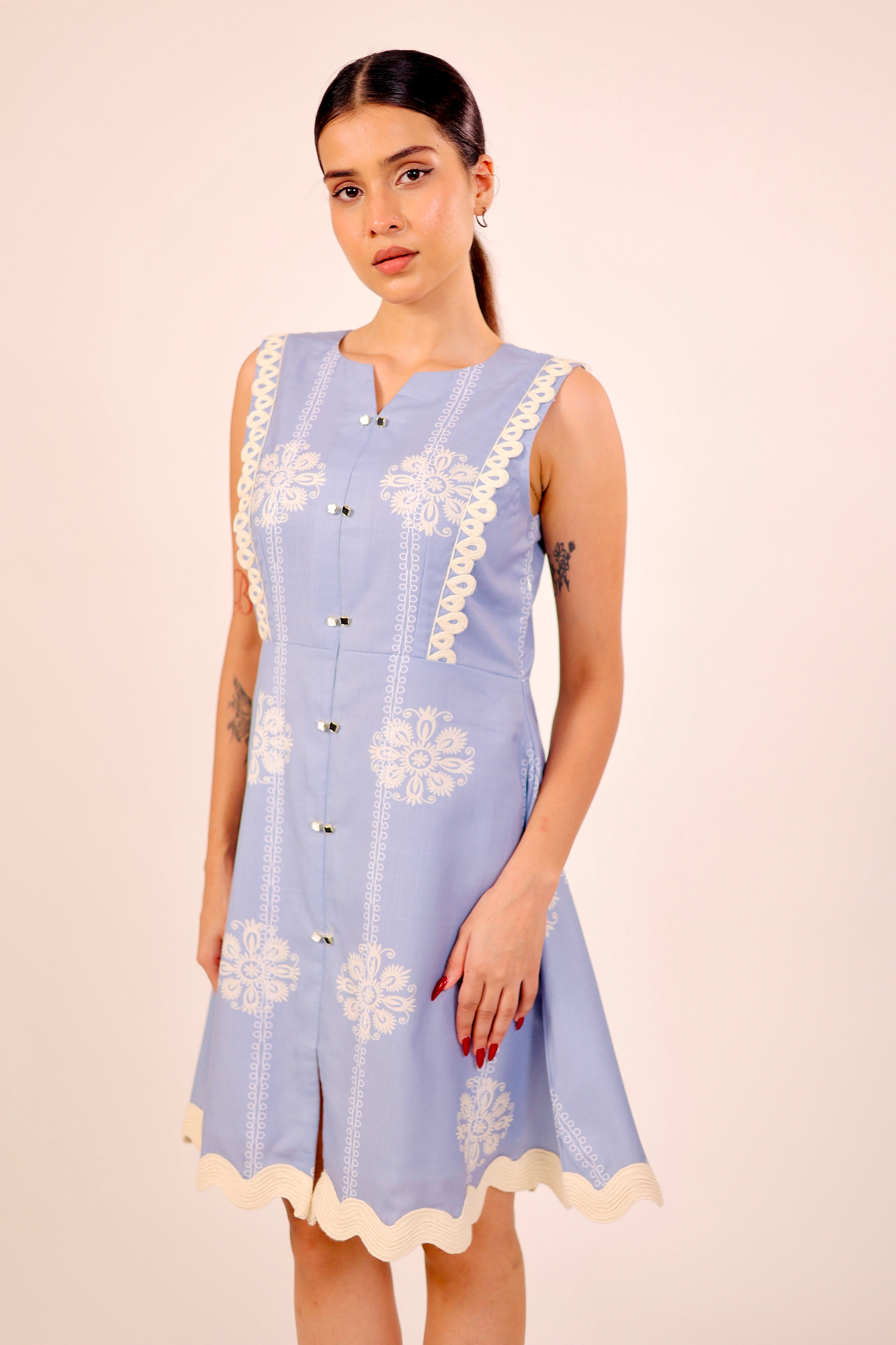 Blue Azure Embroidered Dress