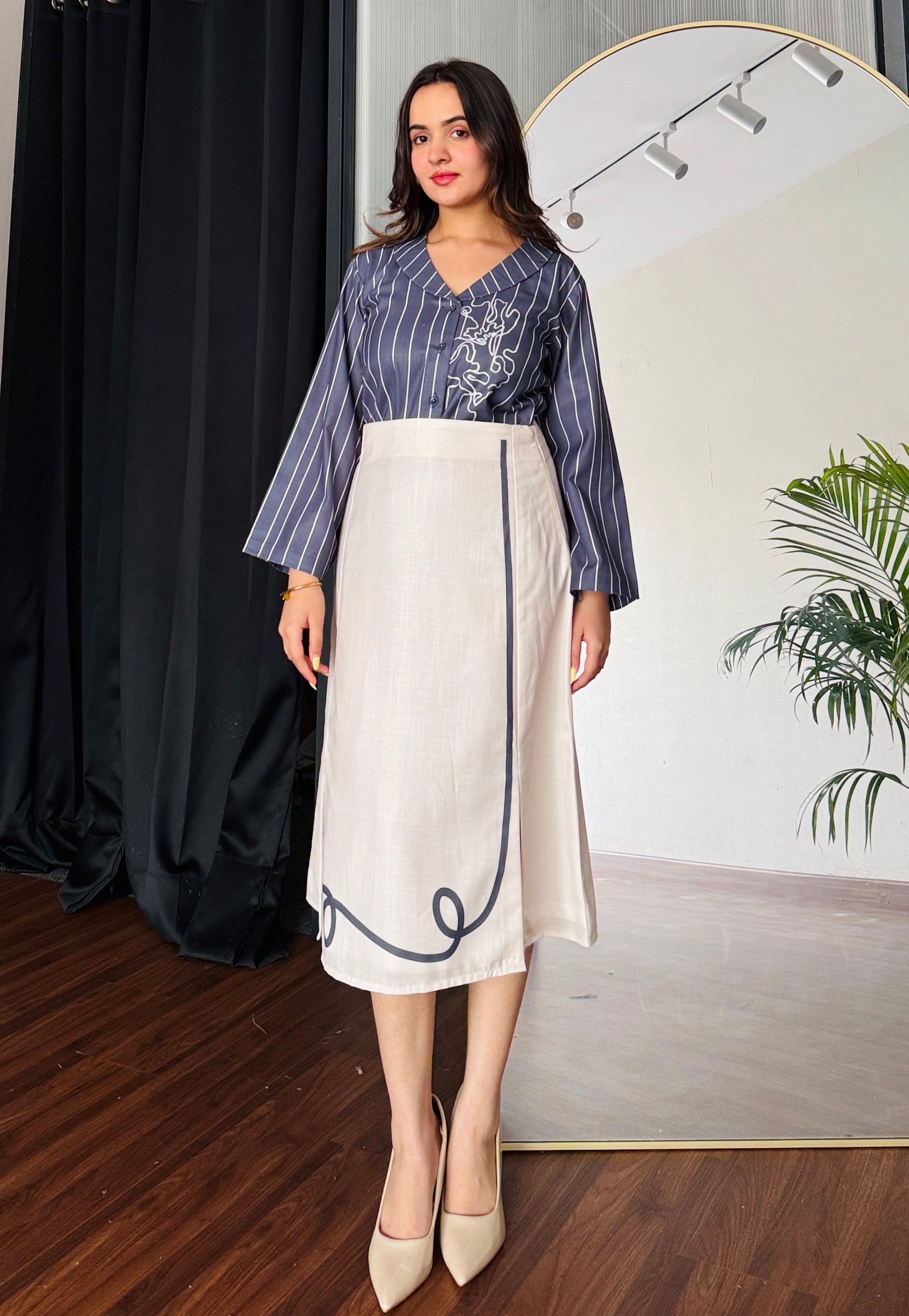 Chalk & Charcoal Formal Skirt Set