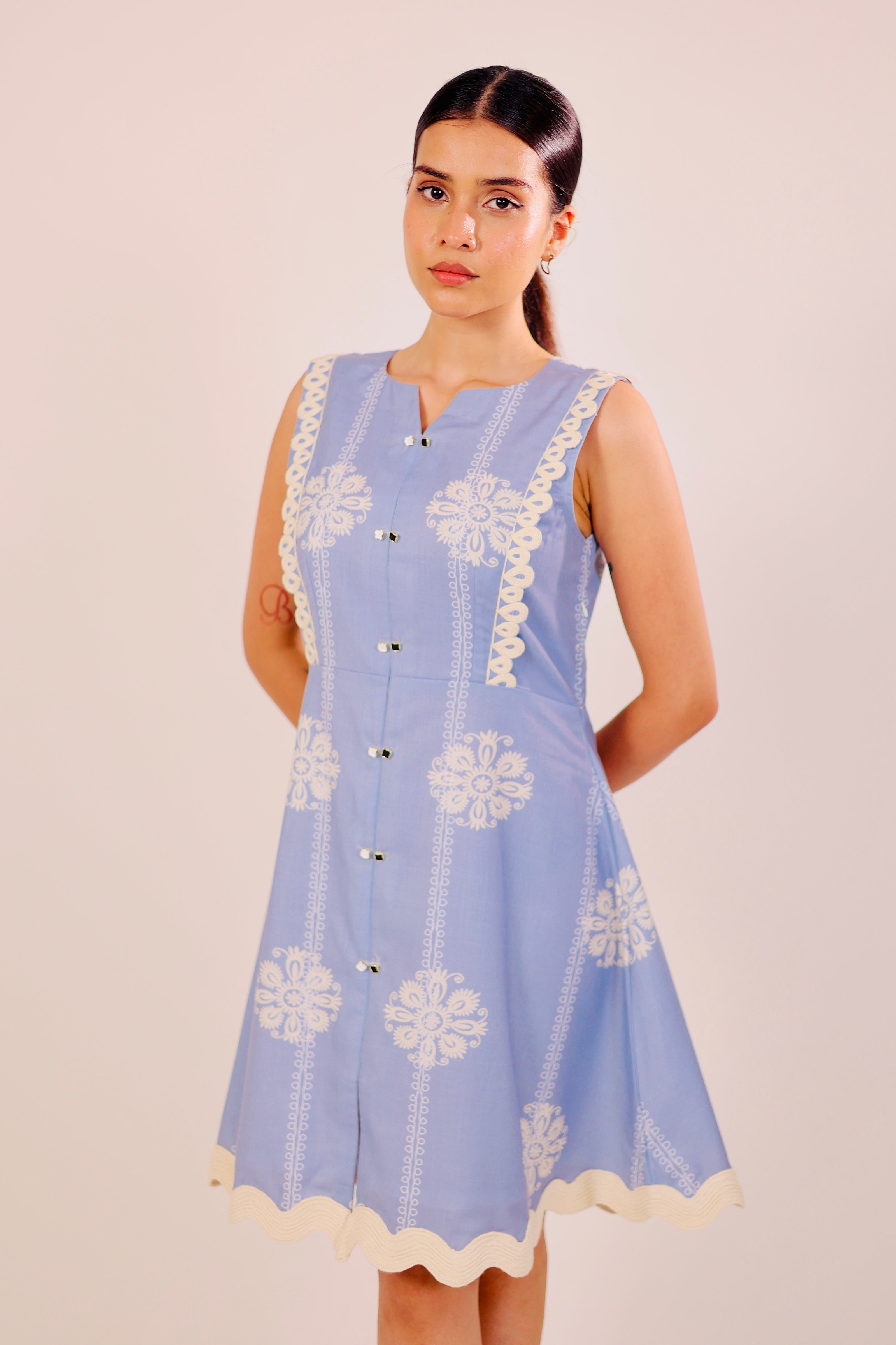 Blue Azure Embroidered Dress
