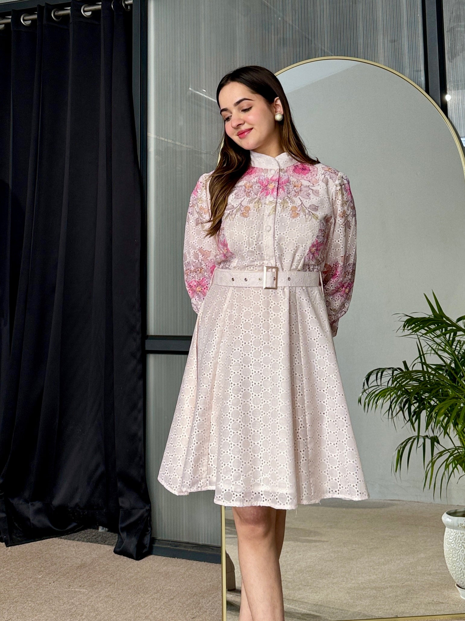 Ivory Petals Midi Dress