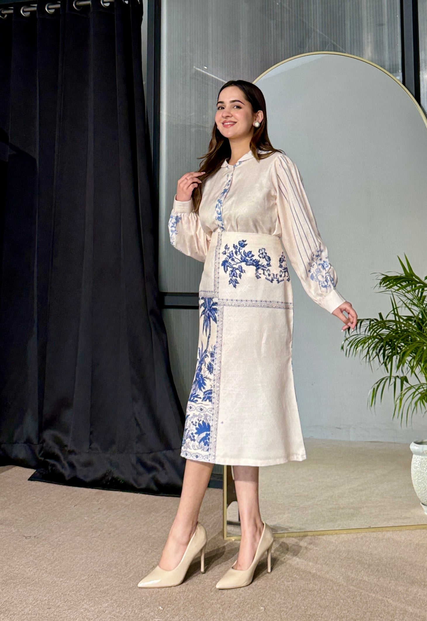 Summer Azure Skirt Set
