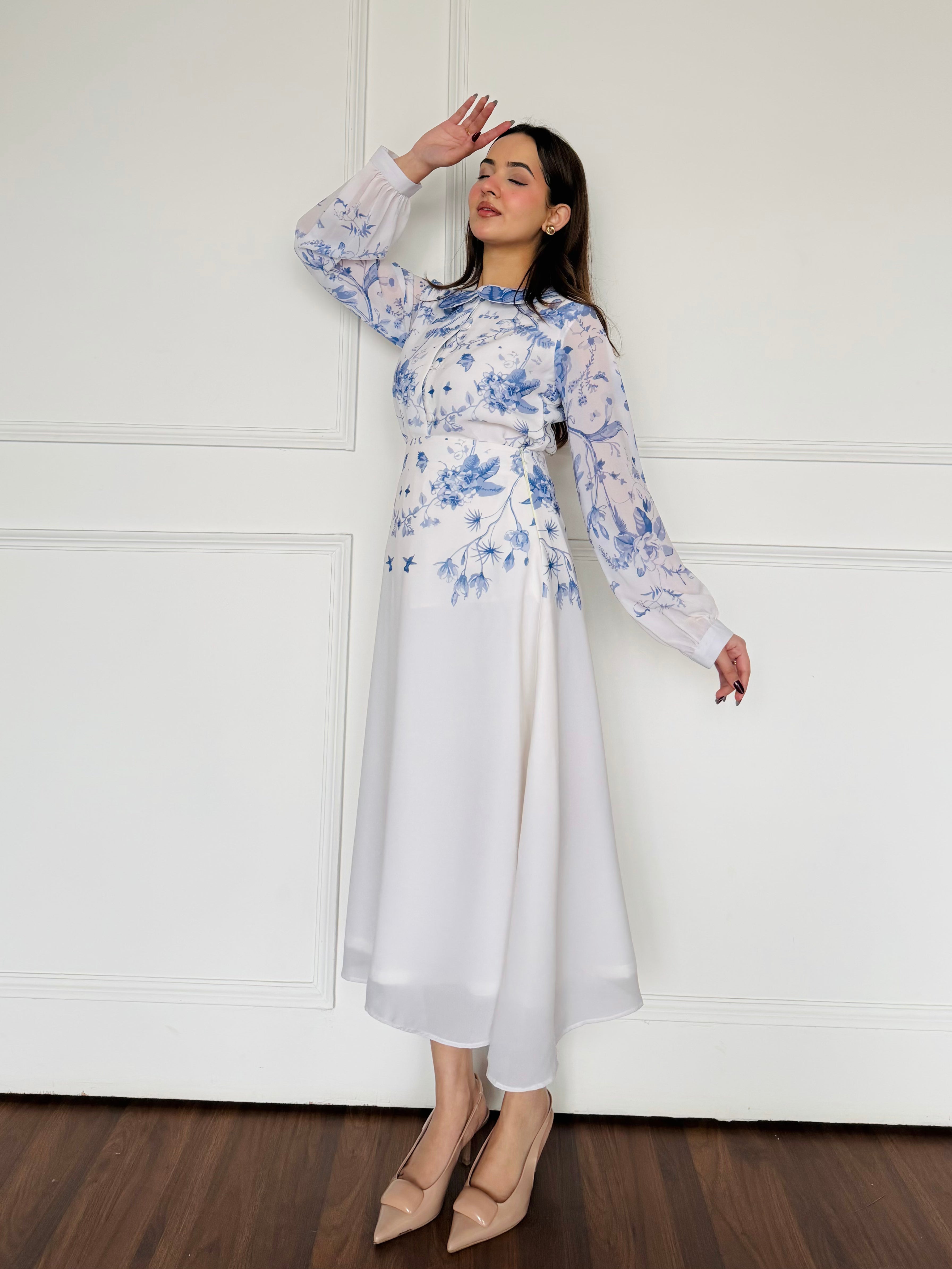 White & Blue Summer Skirt Set