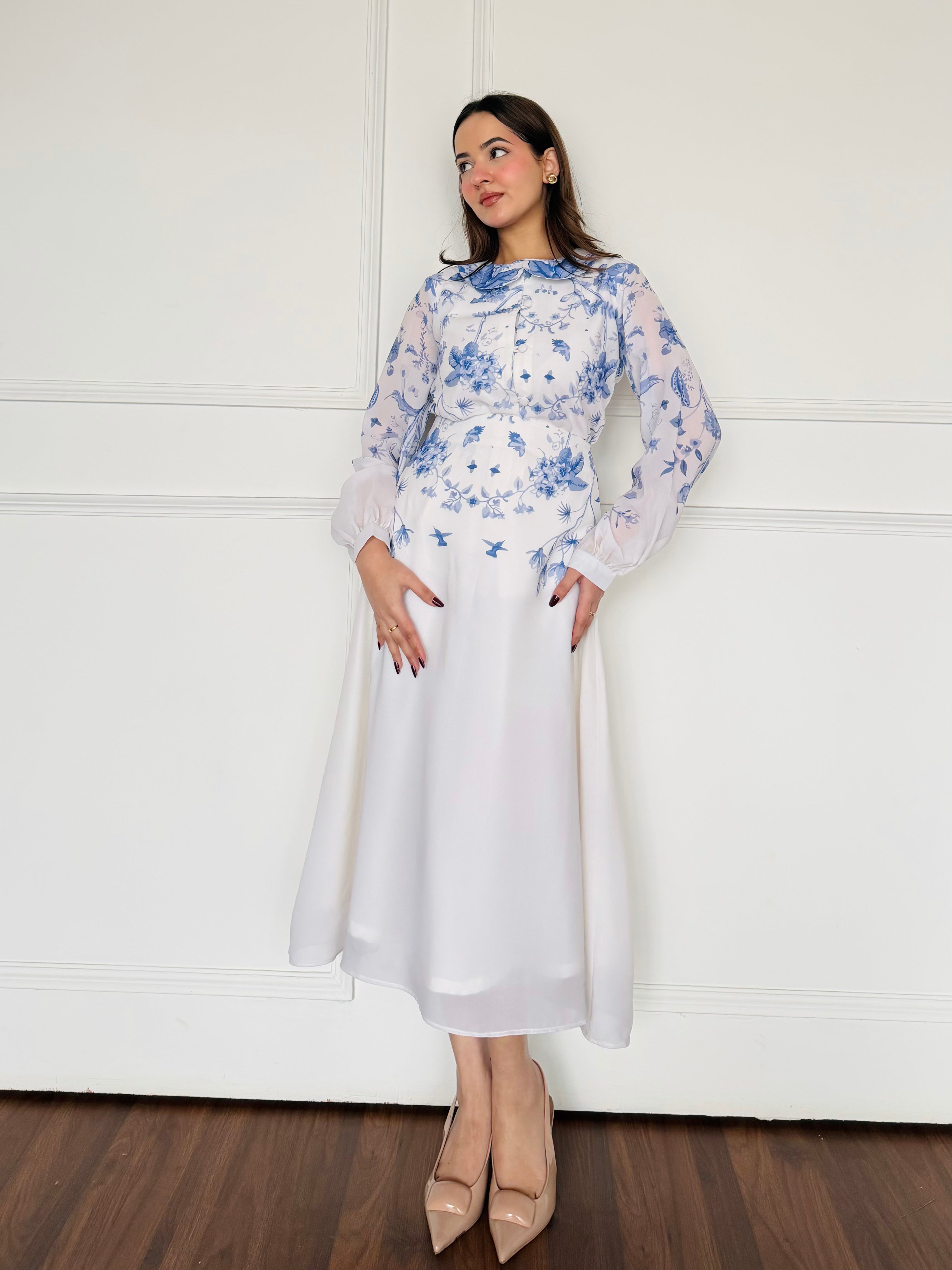 White & Blue Summer Skirt Set