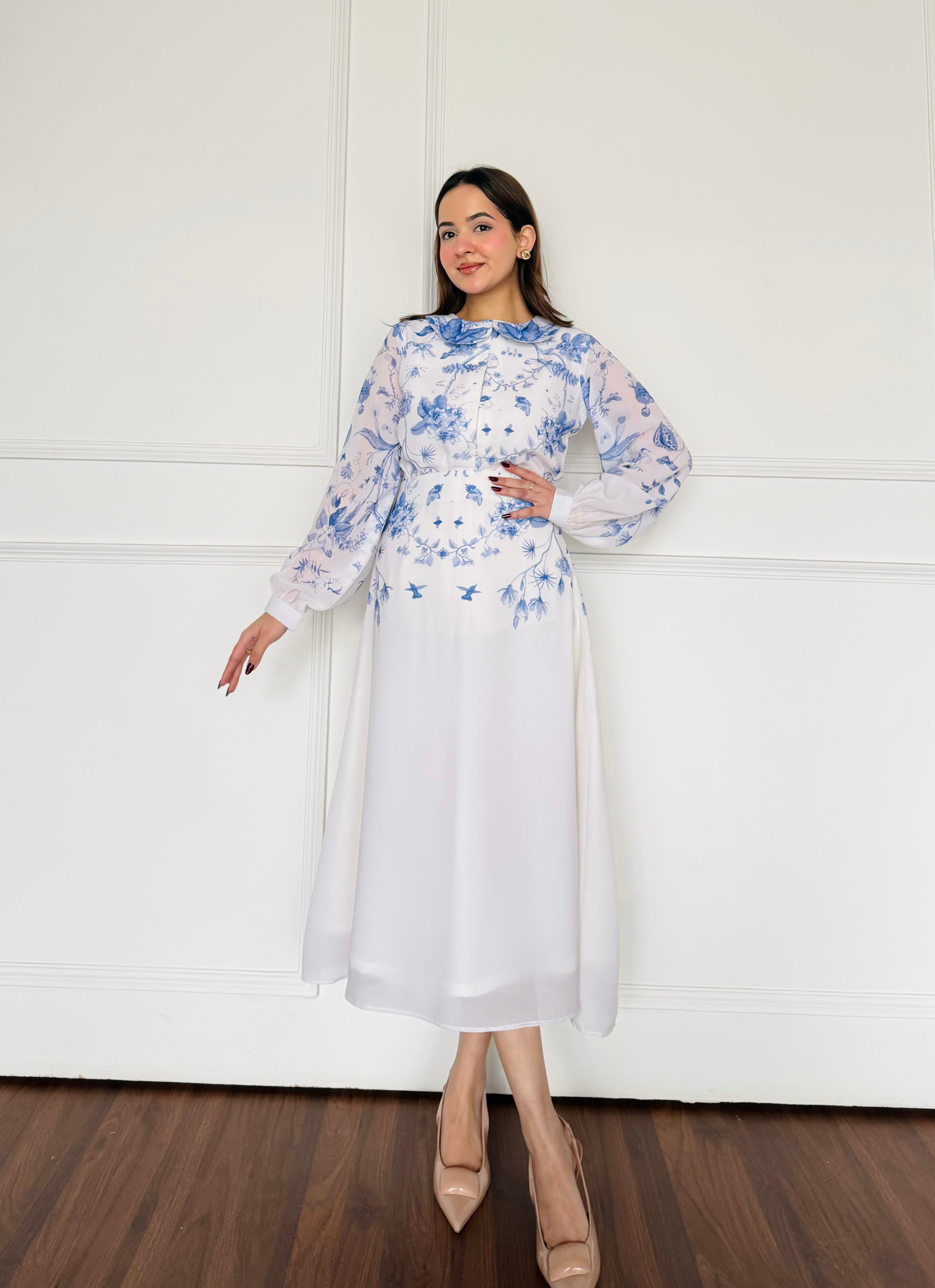 White & Blue Summer Skirt Set