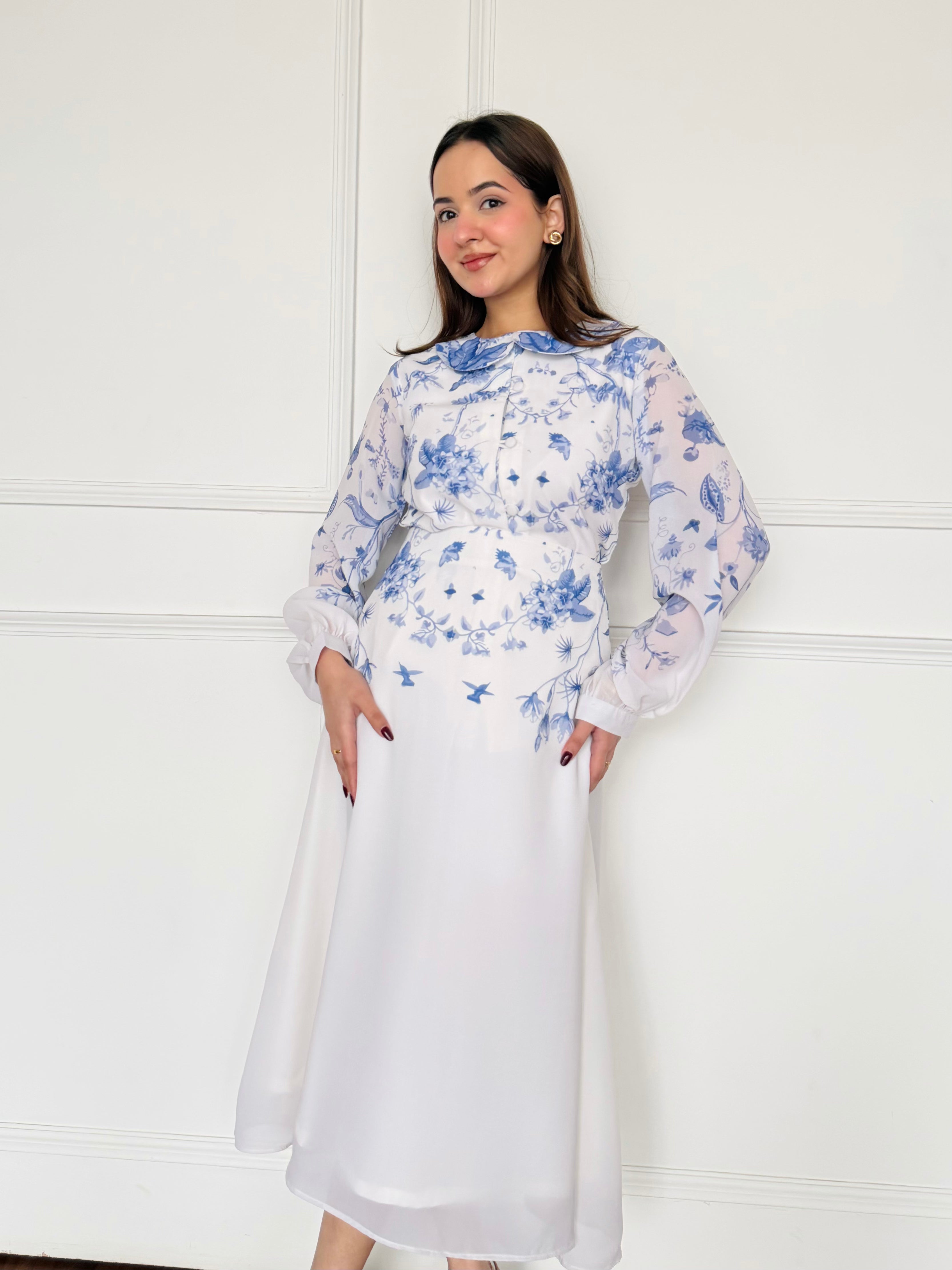 White & Blue Summer Skirt Set