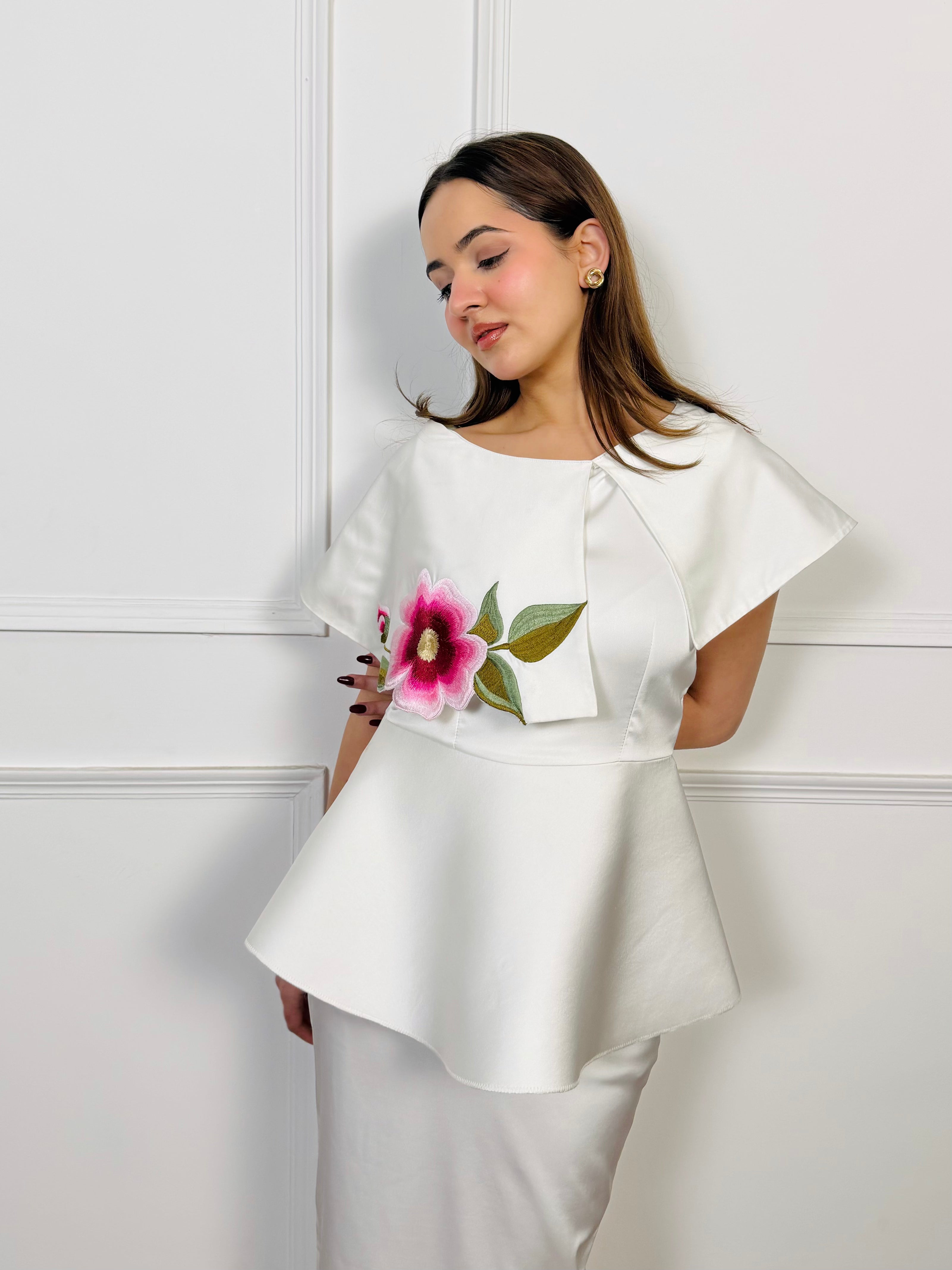 Cloud Bloom Embroidered Skirt Set