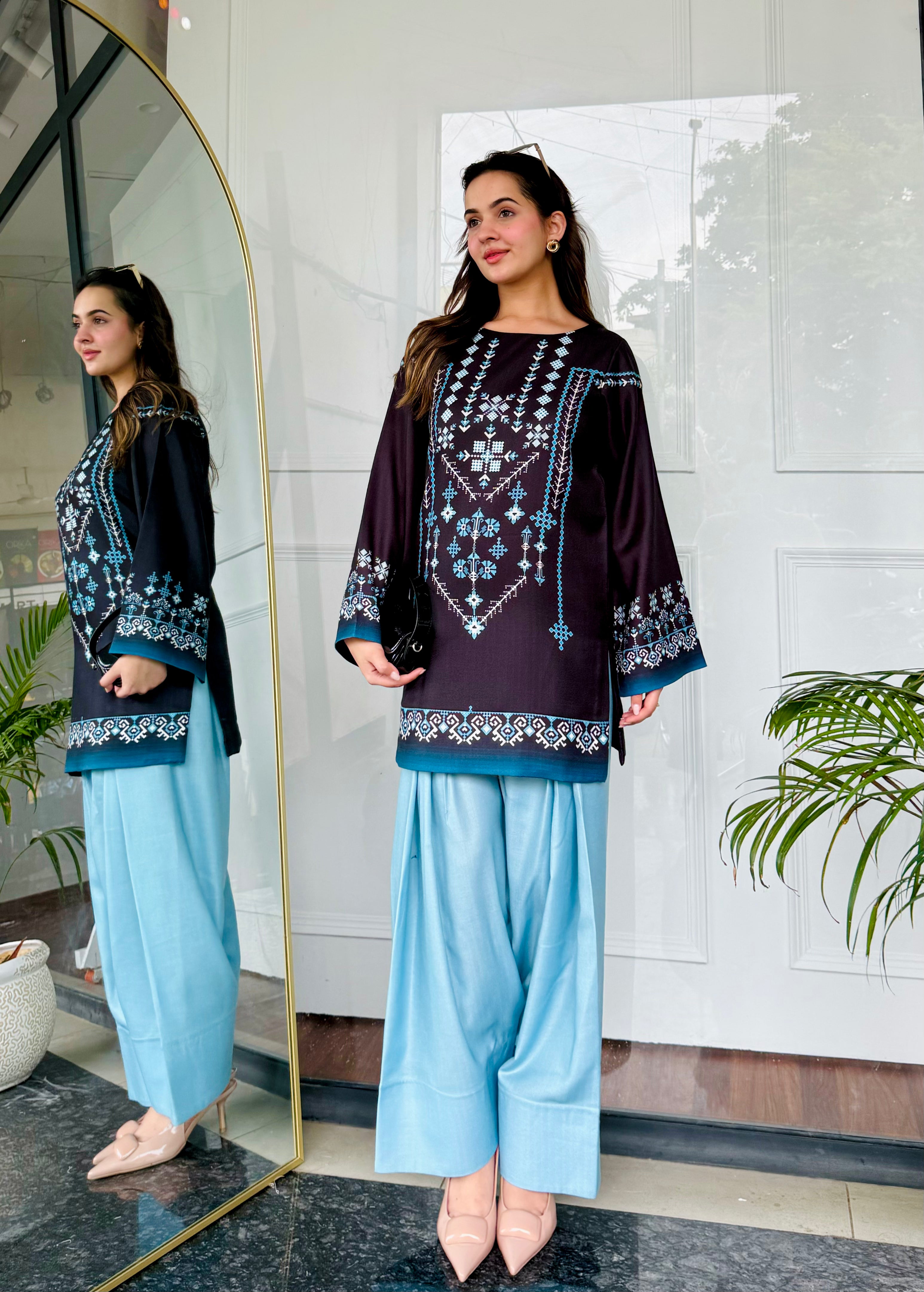 Black & Blue Farshi Salwaar Set