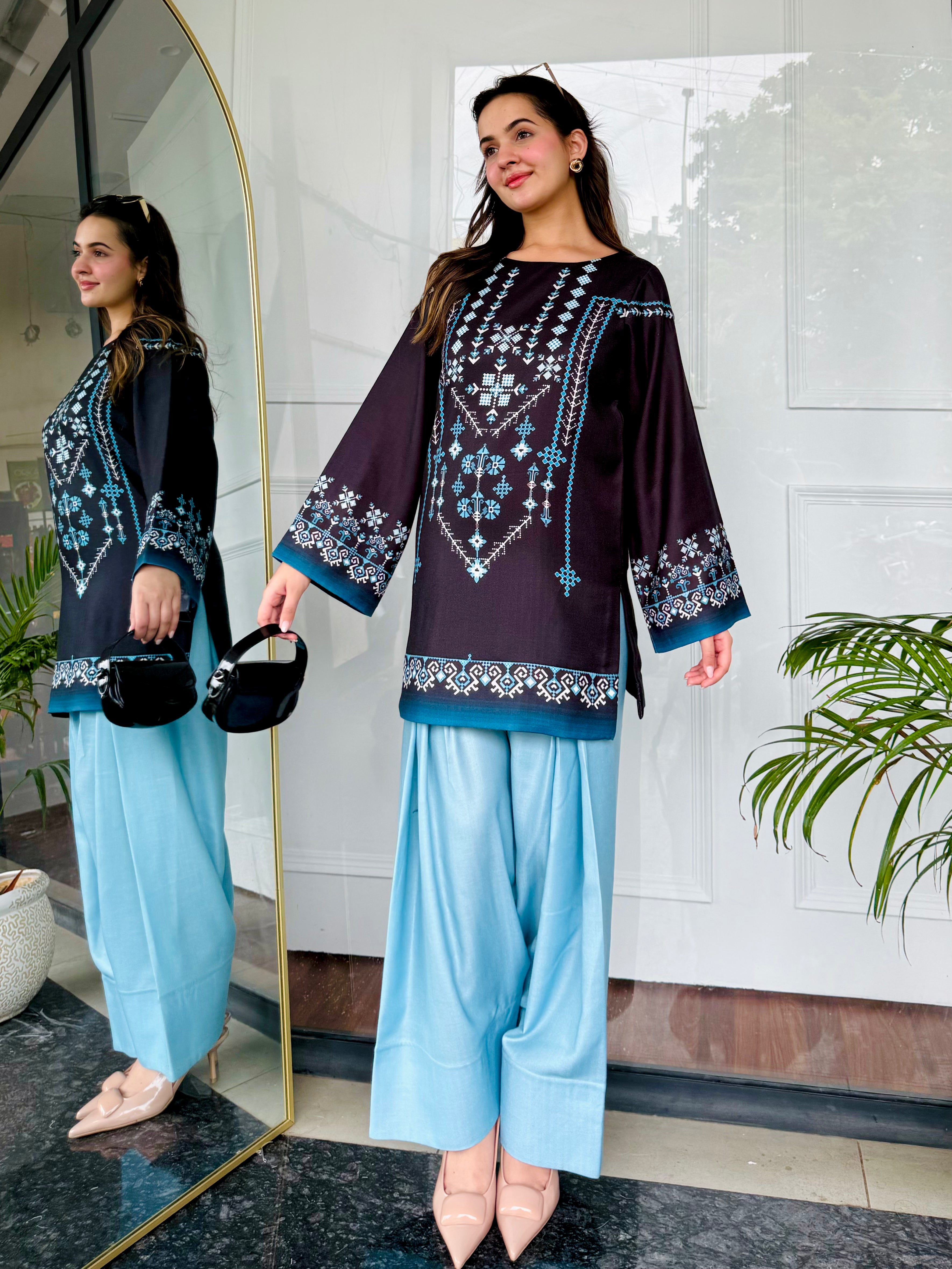 Black & Blue Farshi Salwaar Set