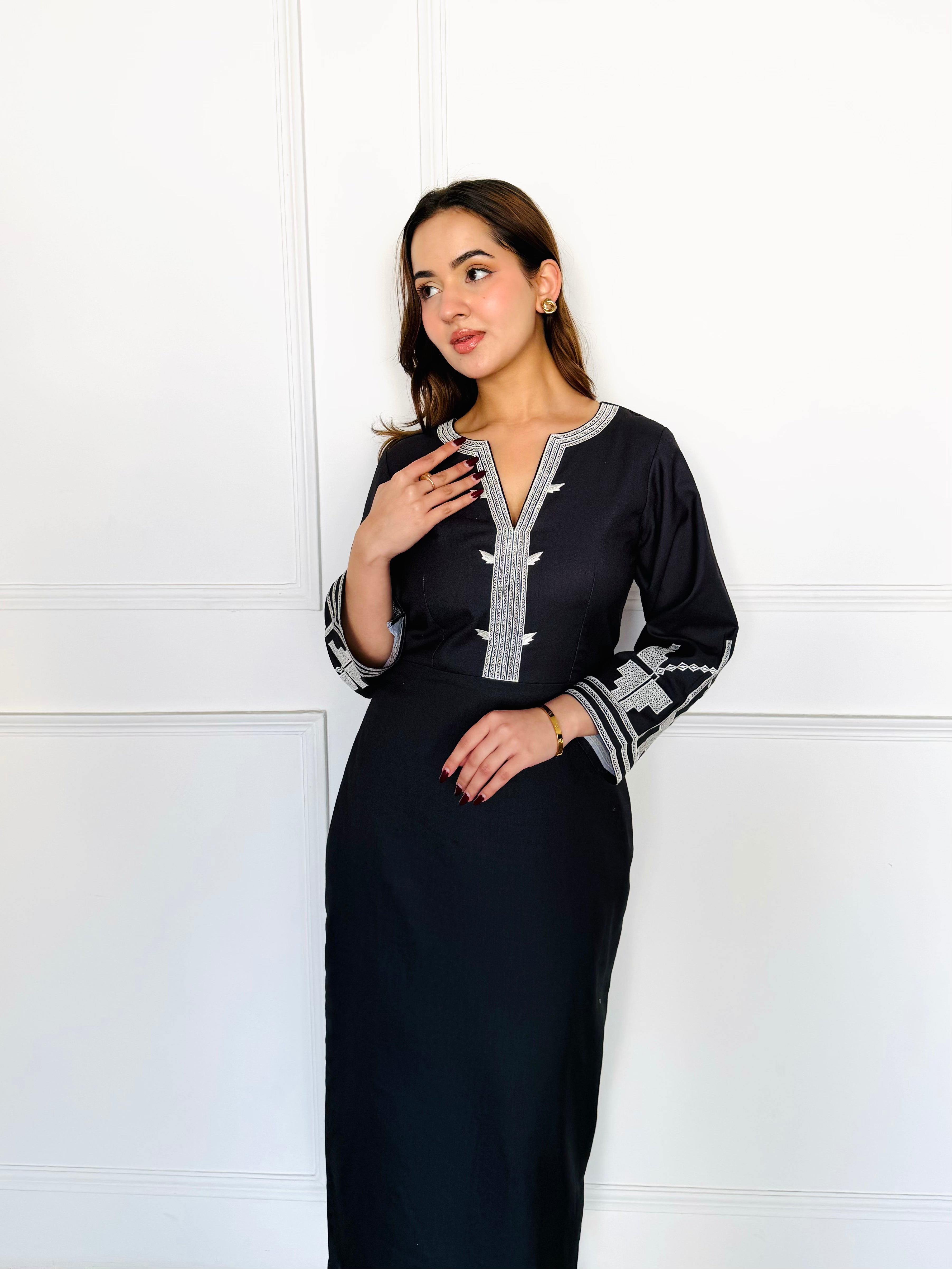 Black Embroidered Summer Dress