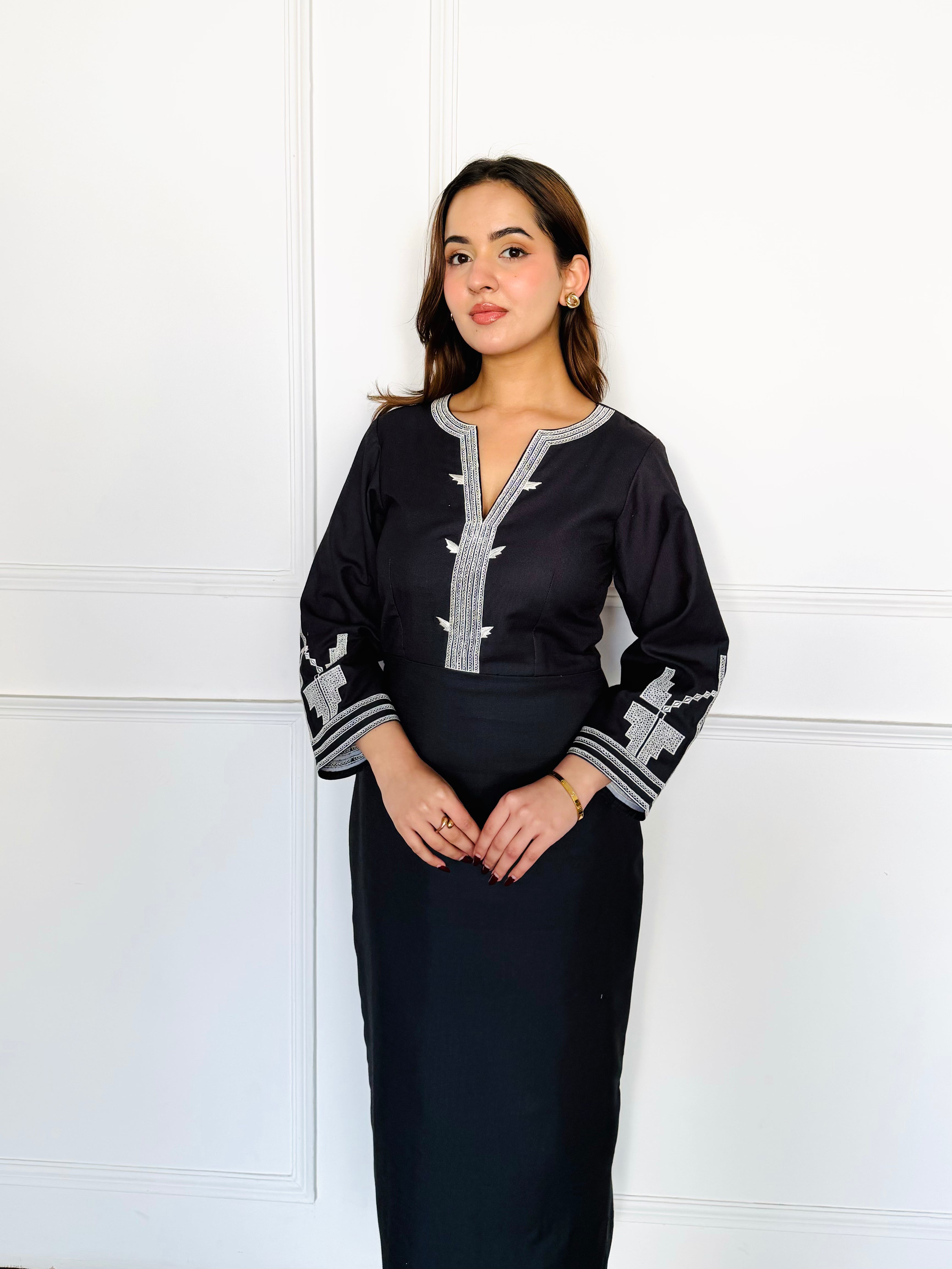 Black Embroidered Summer Dress