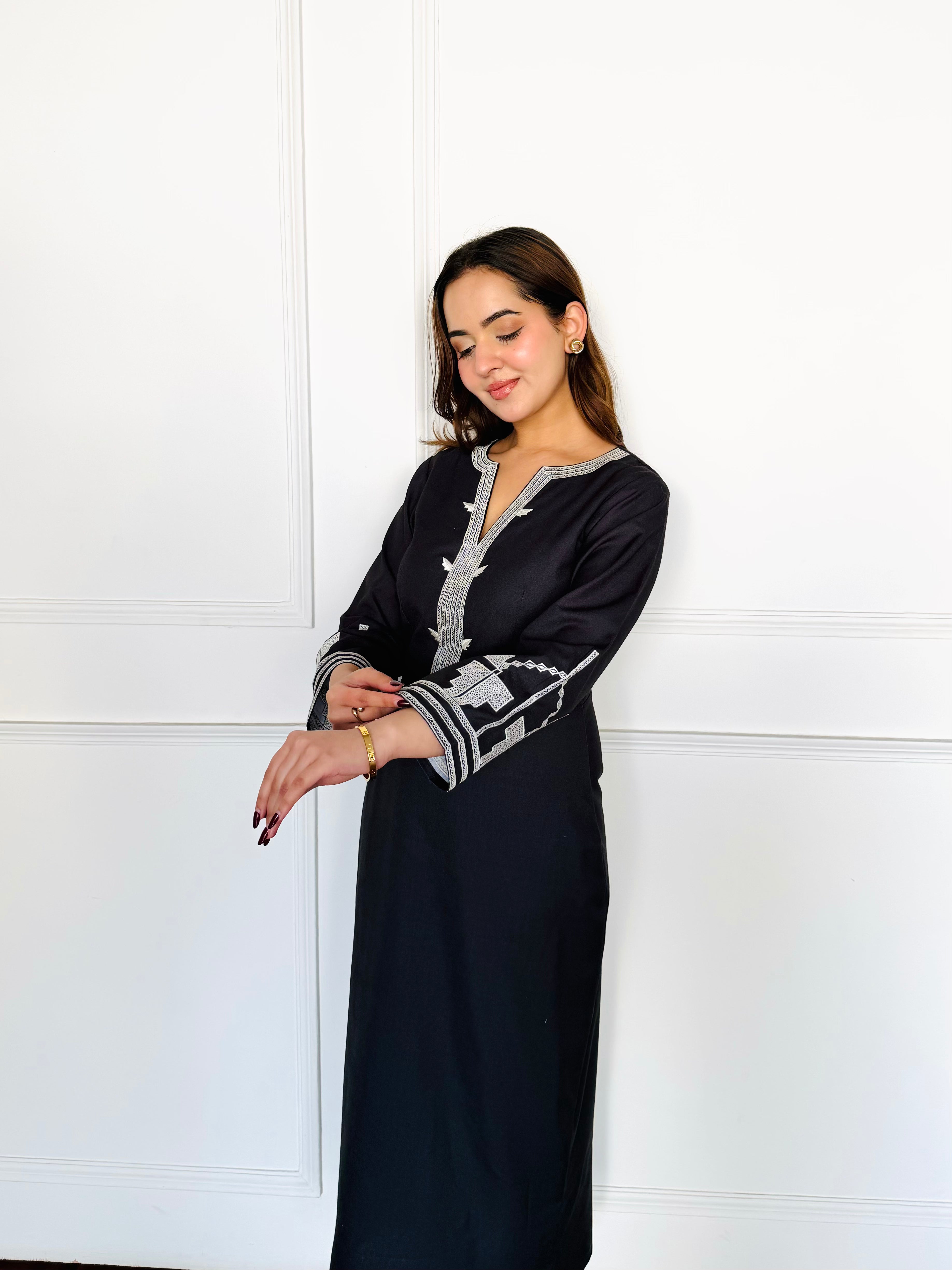 Black Embroidered Summer Dress