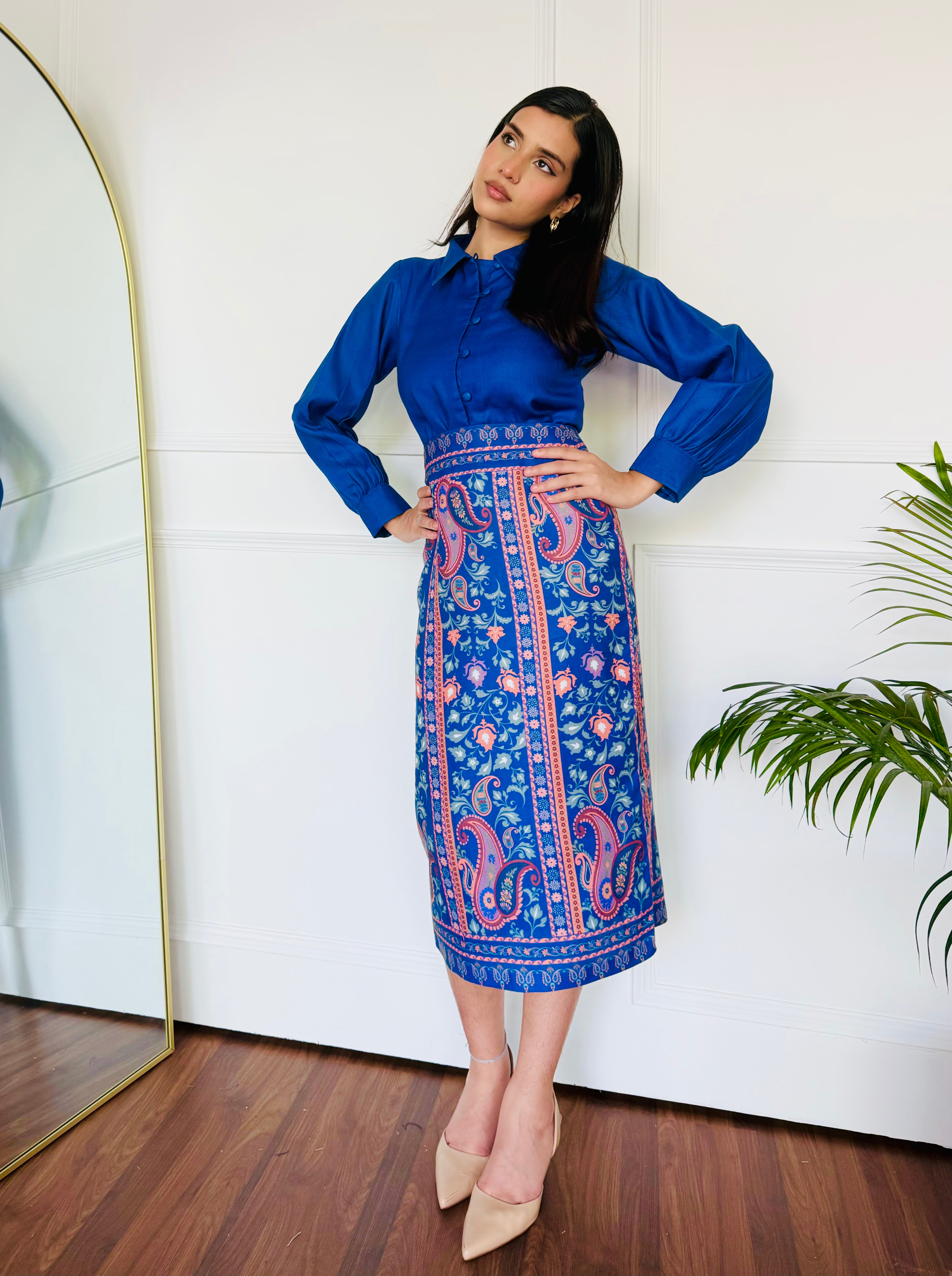 Timeless Blue Skirt Set