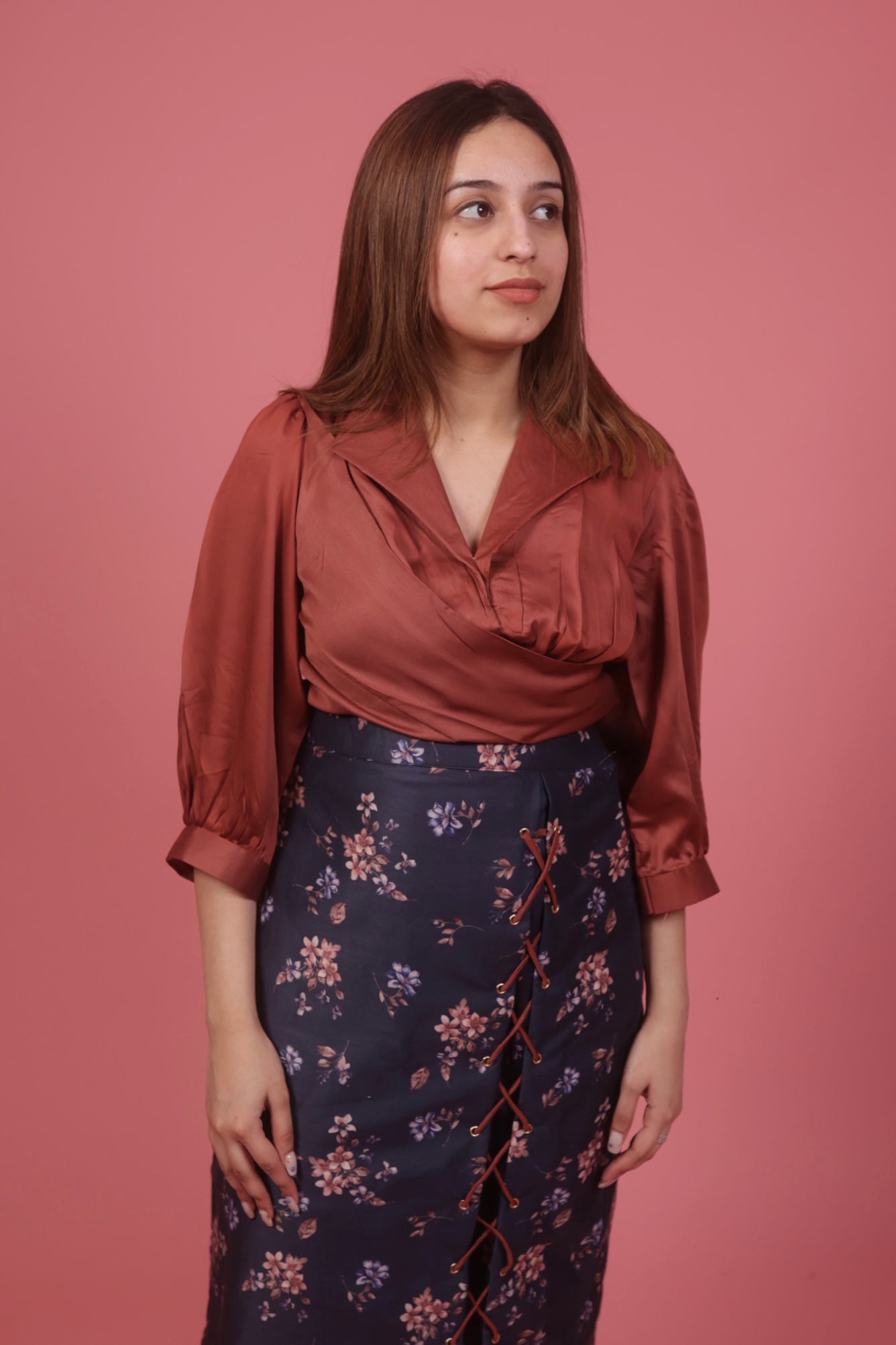 Emily Blue Print Skirt Set