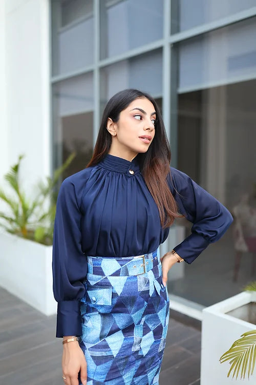 Power Blue Skirt Set