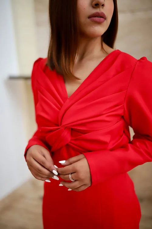 Lyla Bold Formal Midi With Statement Neckline