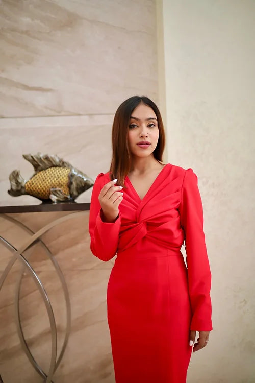 Lyla Bold Formal Midi With Statement Neckline