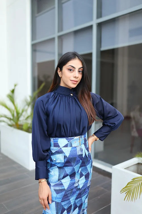 Power Blue Skirt Set