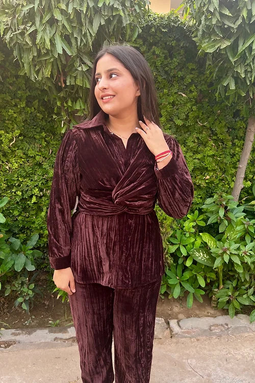 Classy Brown Velvet Coord