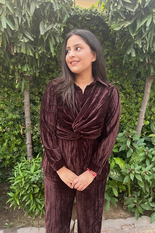 Classy Brown Velvet Coord