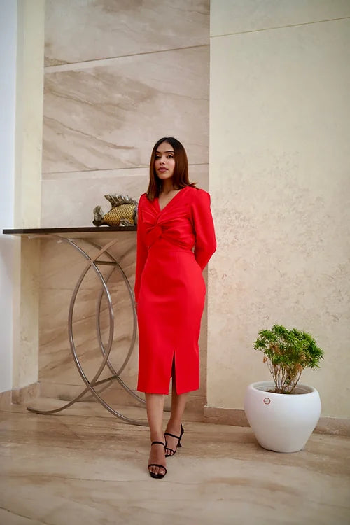 Lyla Bold Formal Midi With Statement Neckline