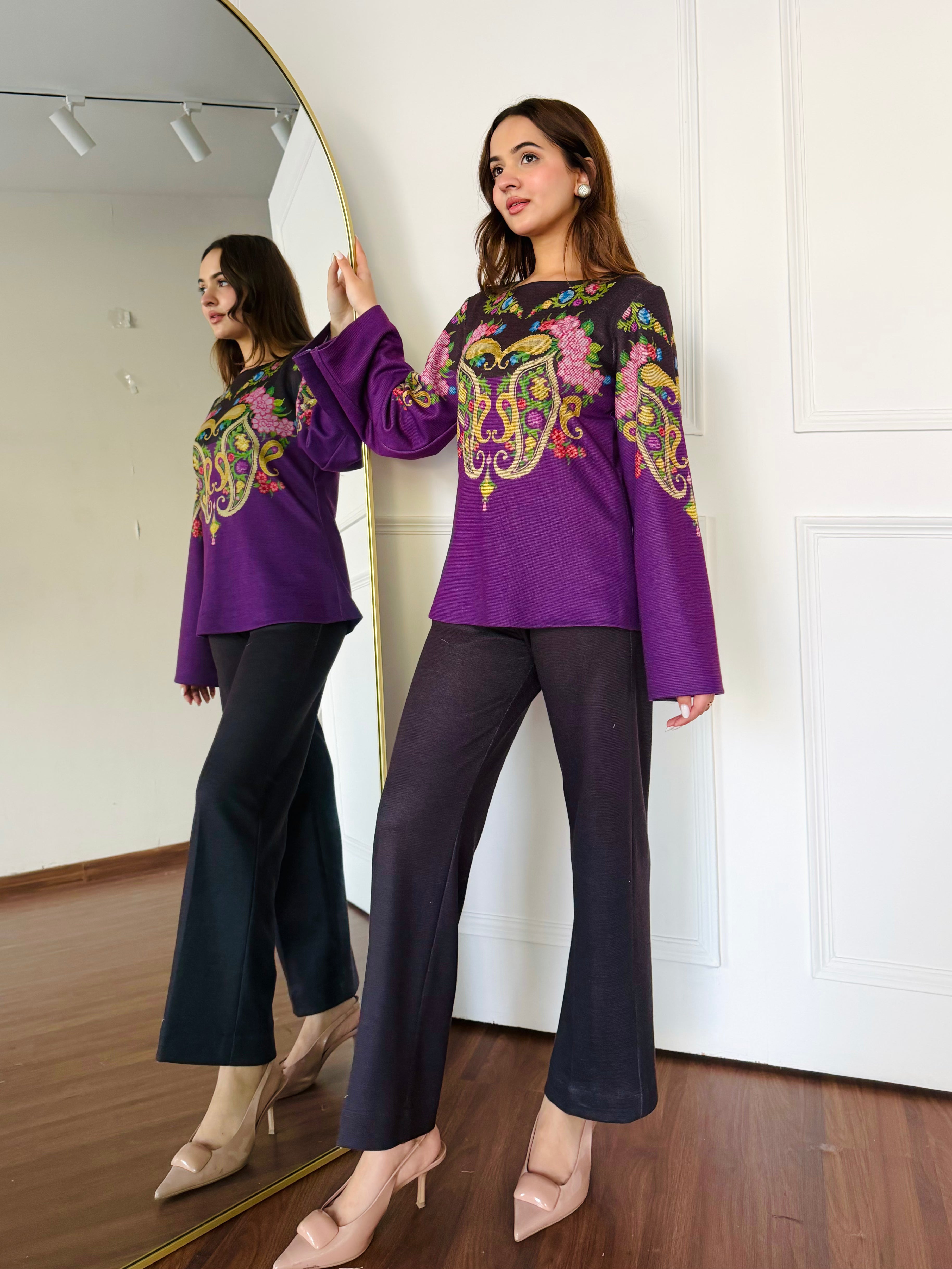 Black & Purple Paisley Co-ord Set