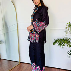 Colorful Black Kurta Set