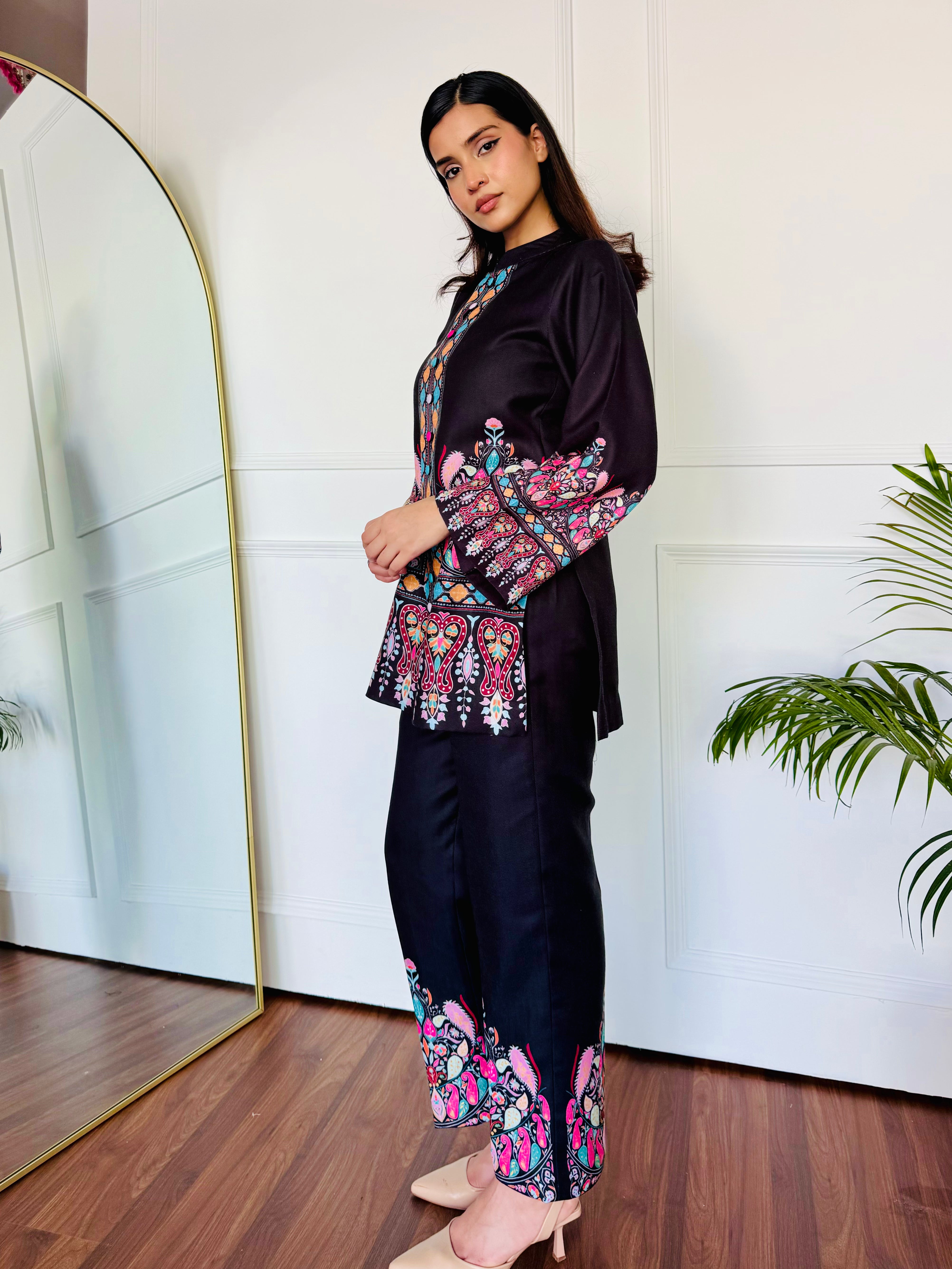 Colorful Black Kurta Set
