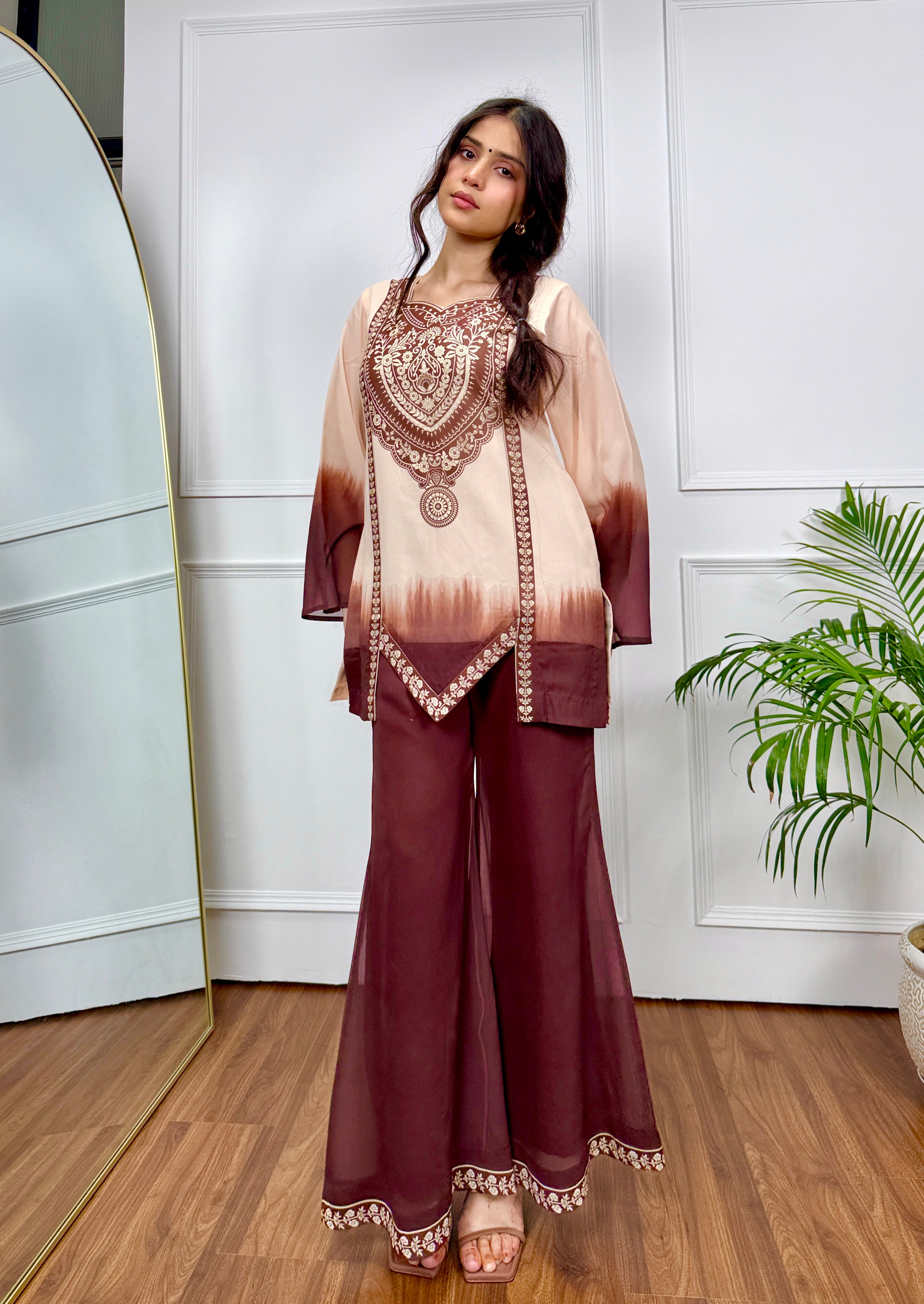 Mocha Mirage Ombre Kurta Set