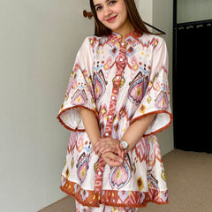 Pastel Ikkat Festive Kurta Set