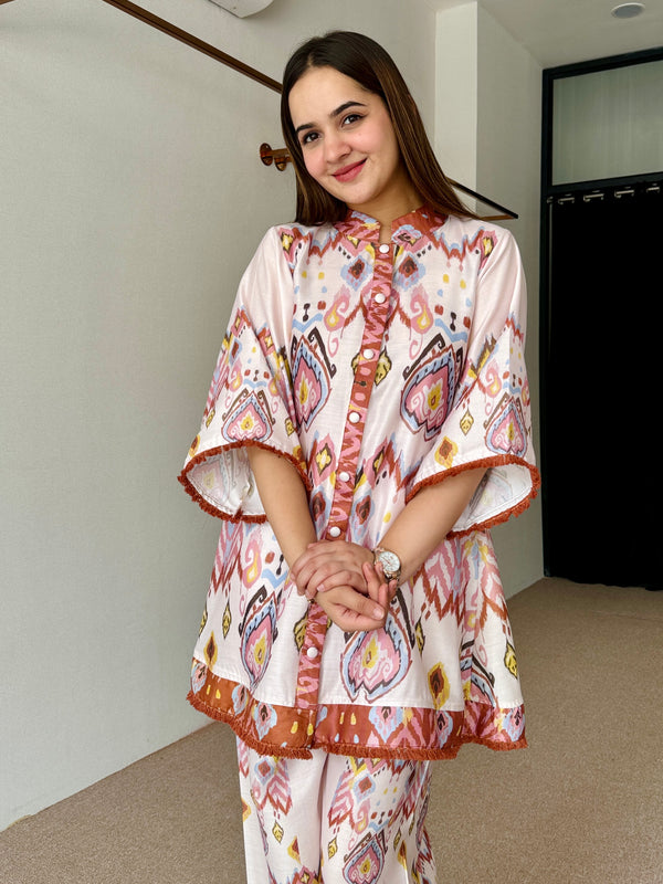 Pastel Ikkat Festive Kurta Set