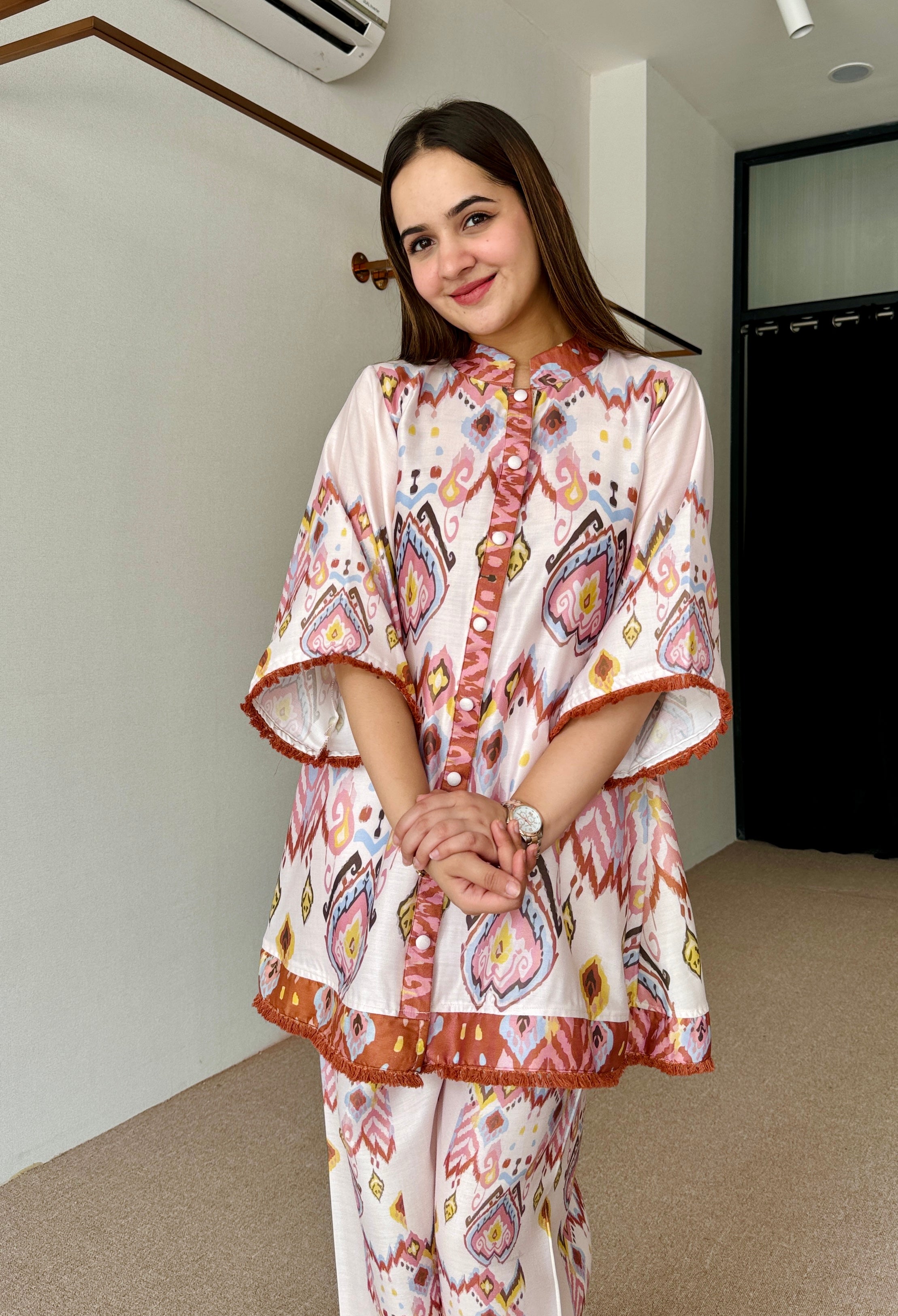 Pastel Ikkat Festive Kurta Set