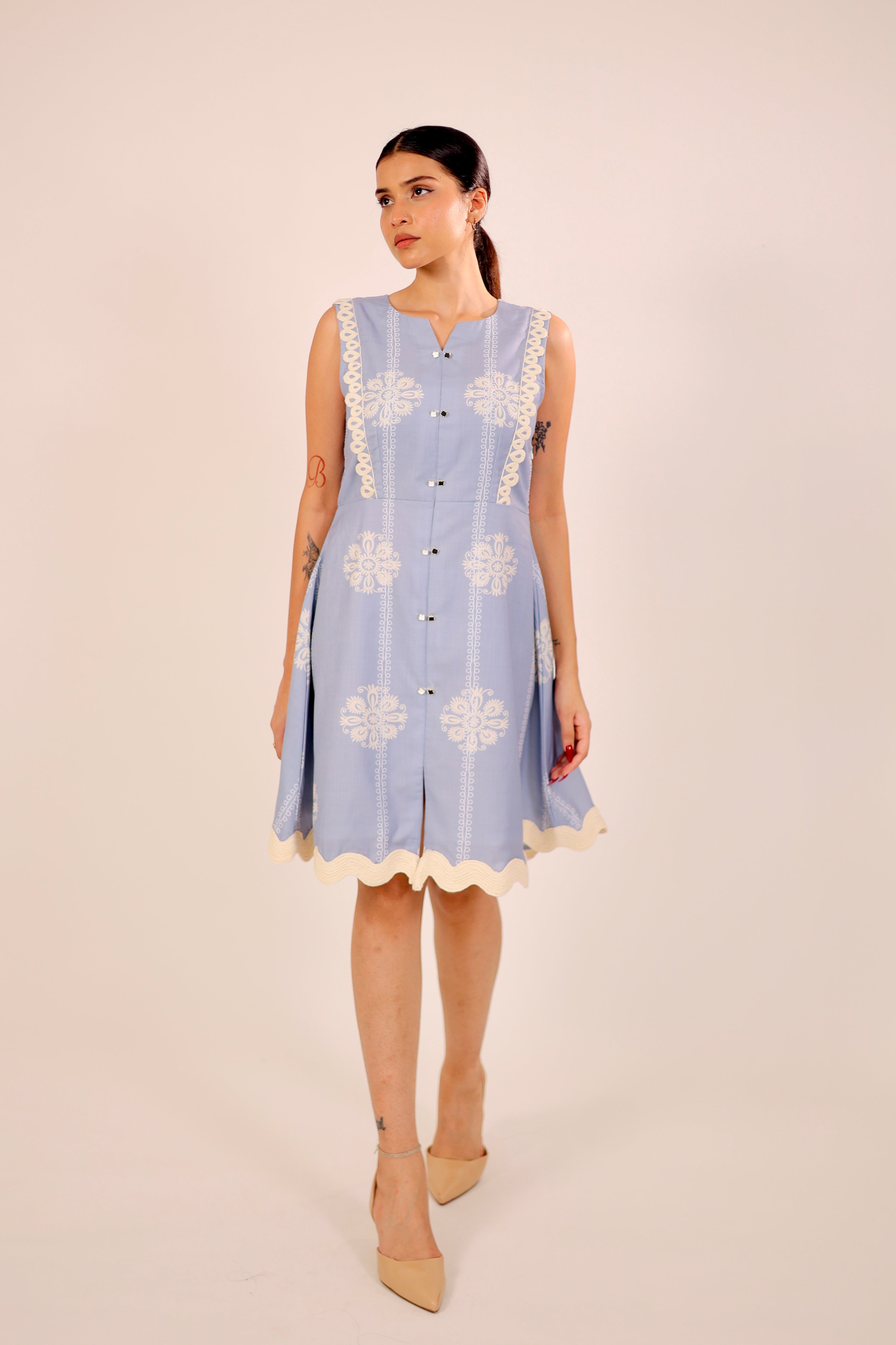 Blue Azure Embroidered Dress