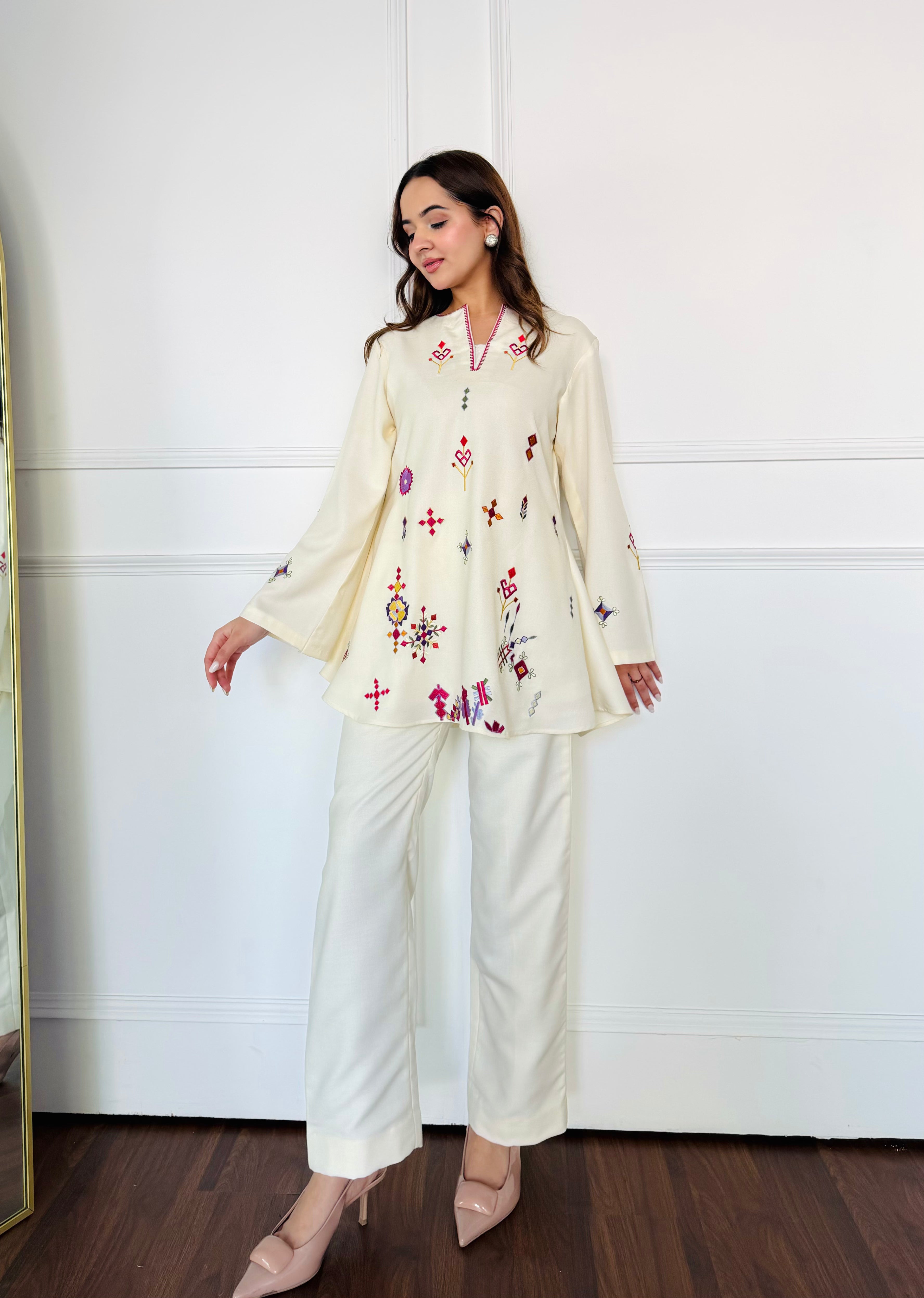 Ivory Embroidered Kurta Set