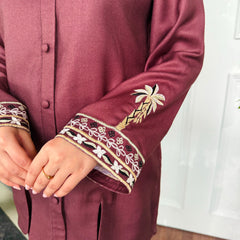 Bold Maroon Embroidered Kurta Set