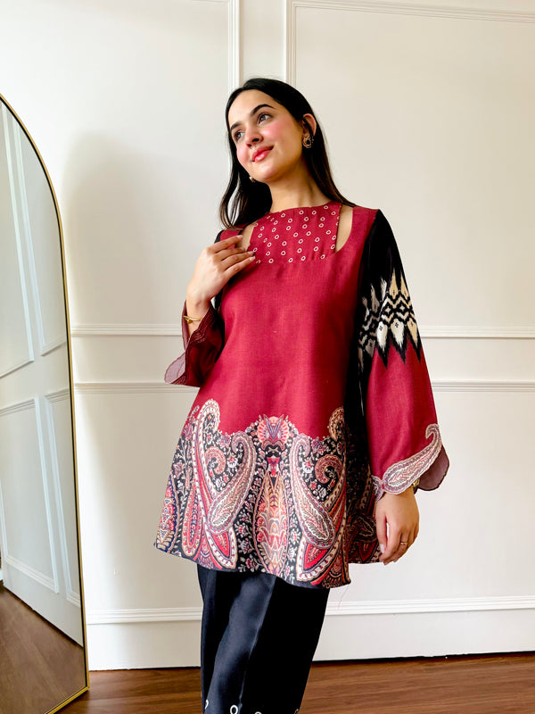 Red & black Paisley Co-ord Set