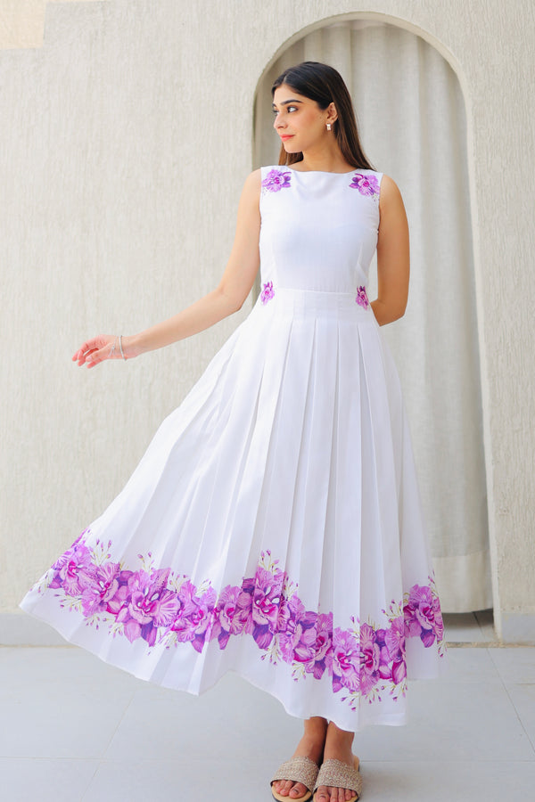 White & Pink Floral Summer Dress