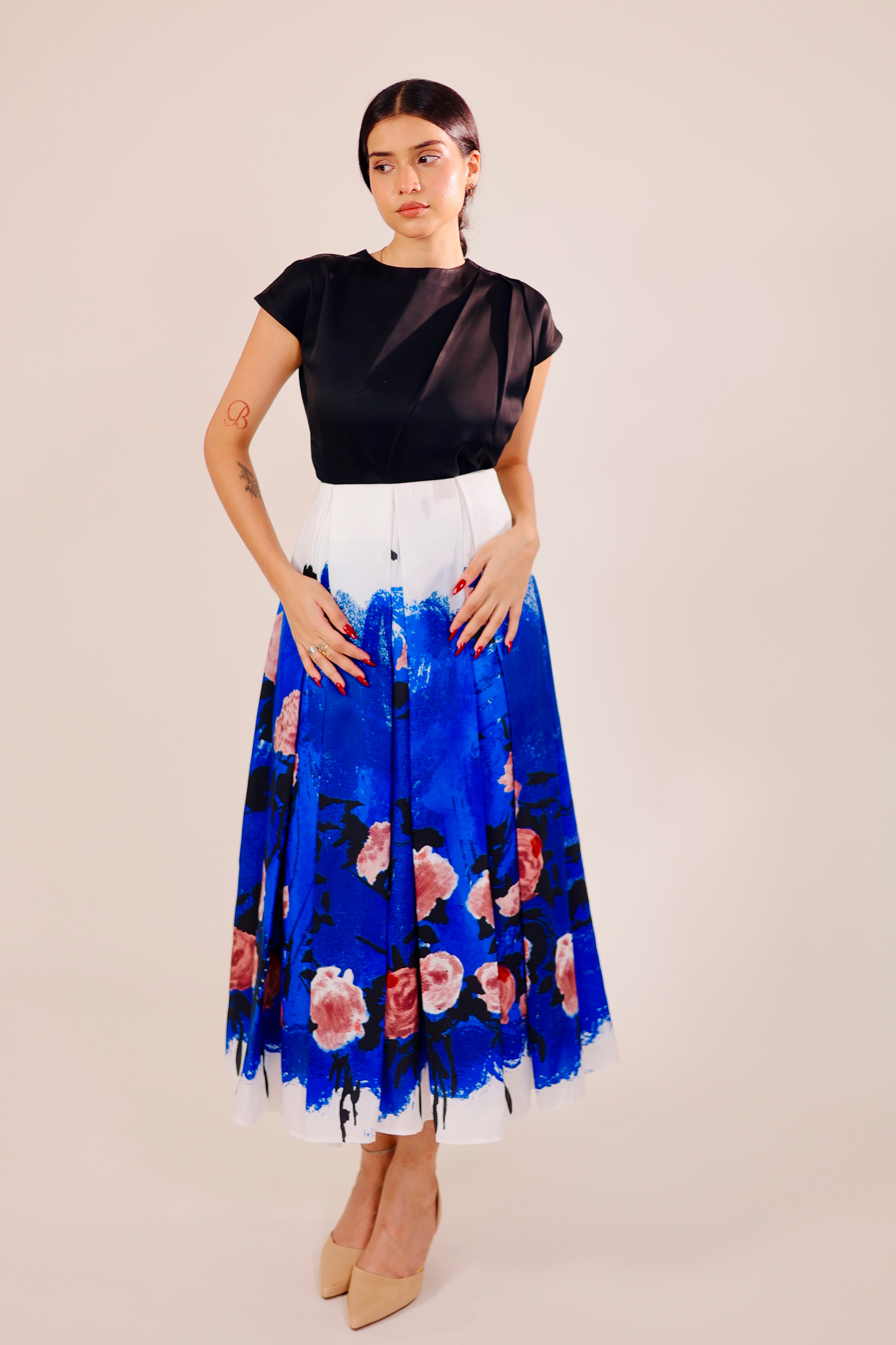 Blue Dusk Pleated Skirt Set