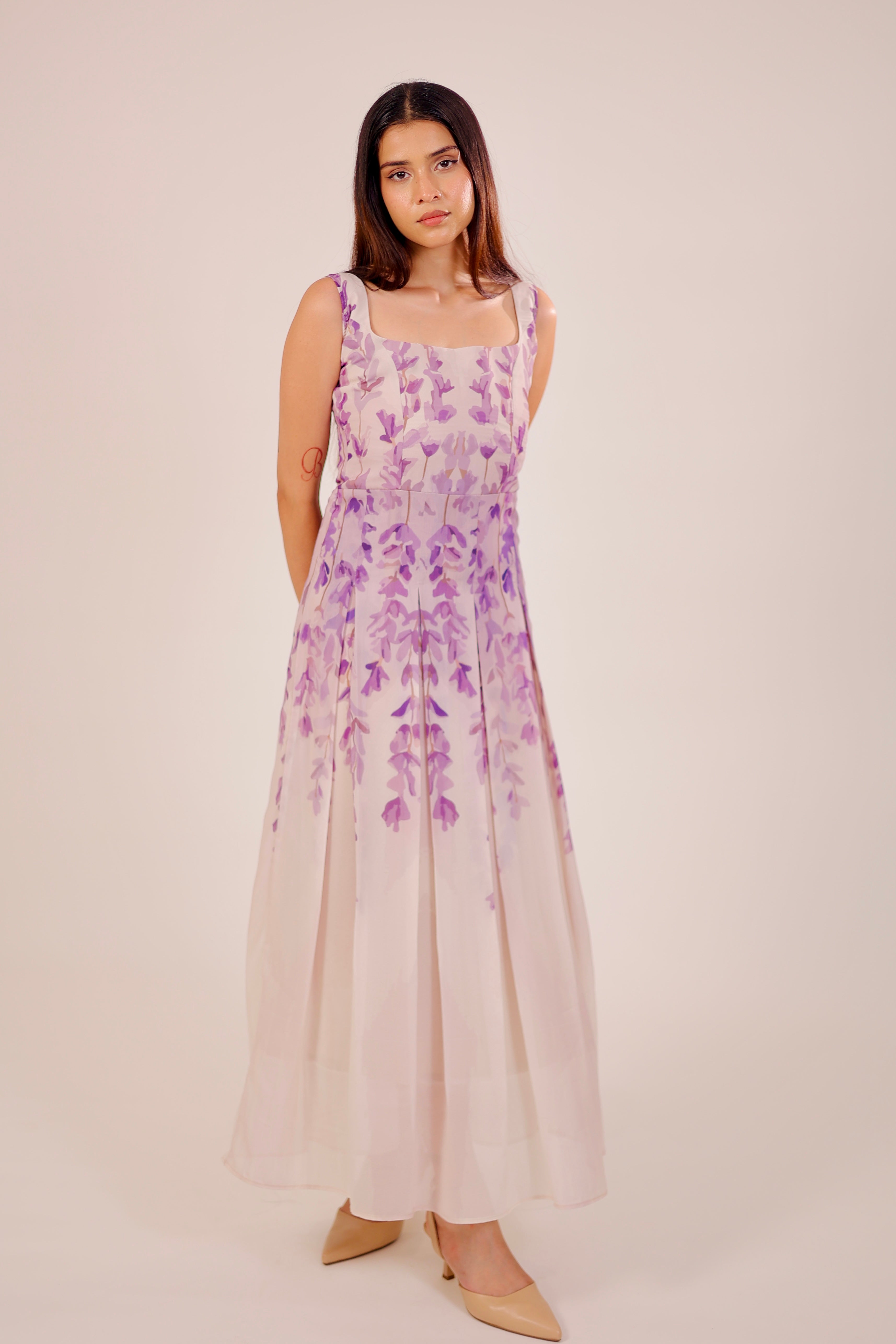 Floral Dusk Pleated Dress