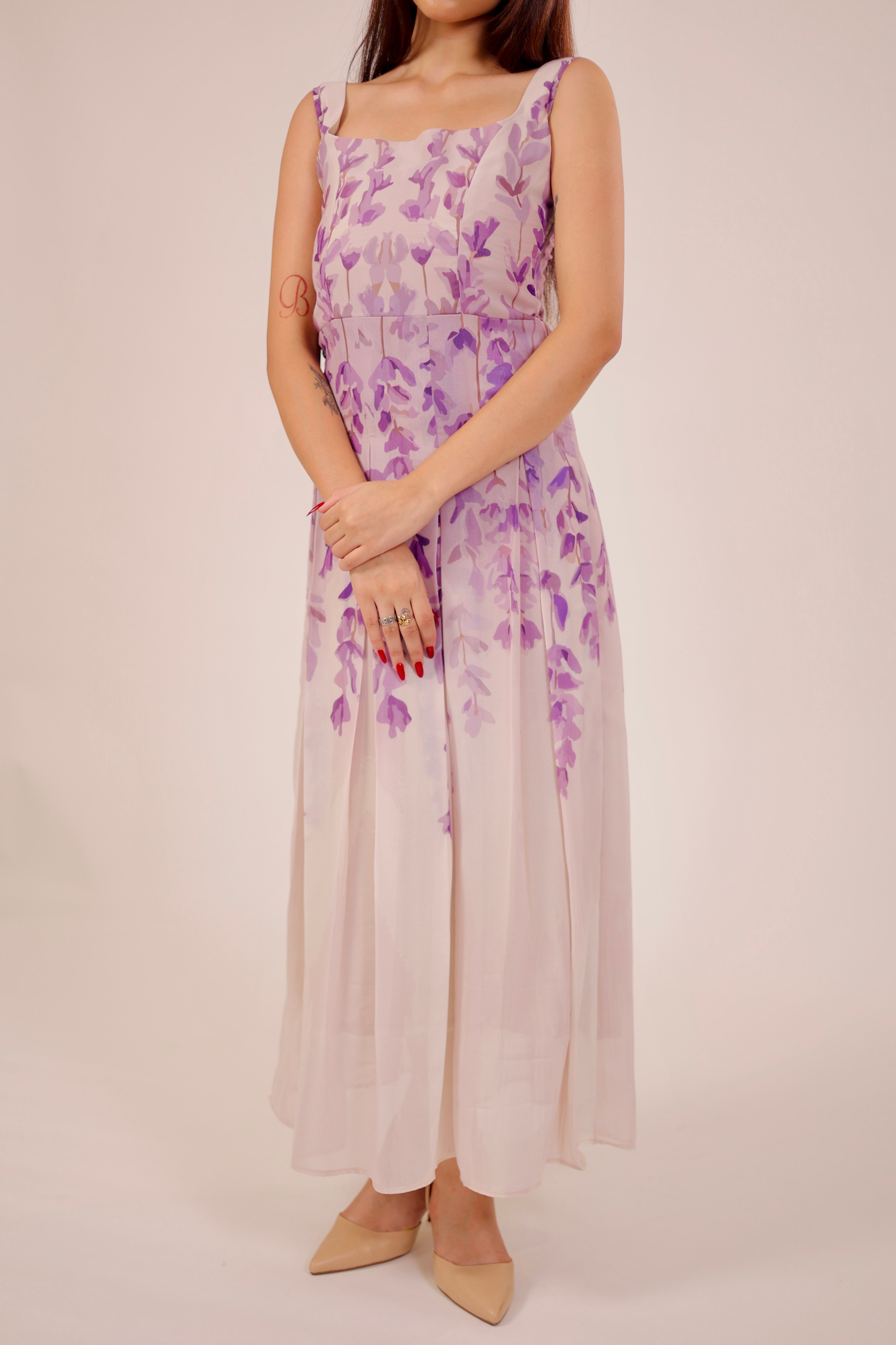 Floral Dusk Pleated Dress