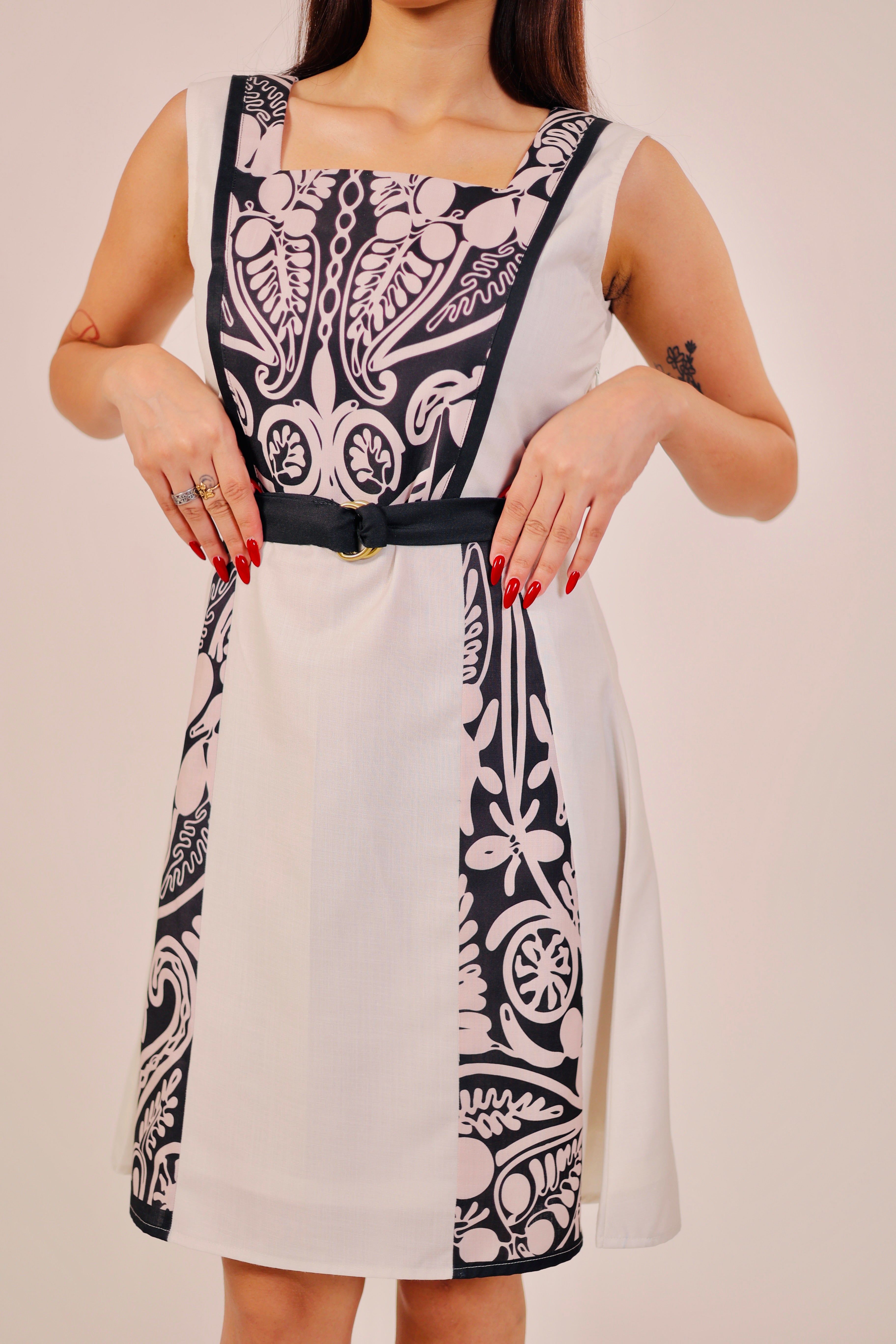 Classic Contrast Midi Dress