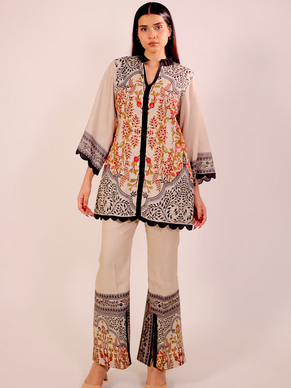 Timeless Beige & Black Kurta Set