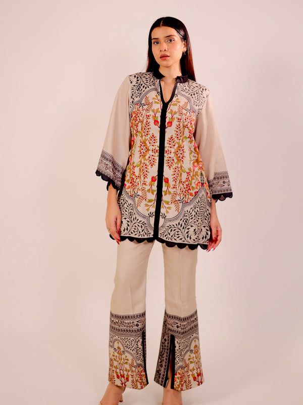 Timeless Beige & Black Kurta Set