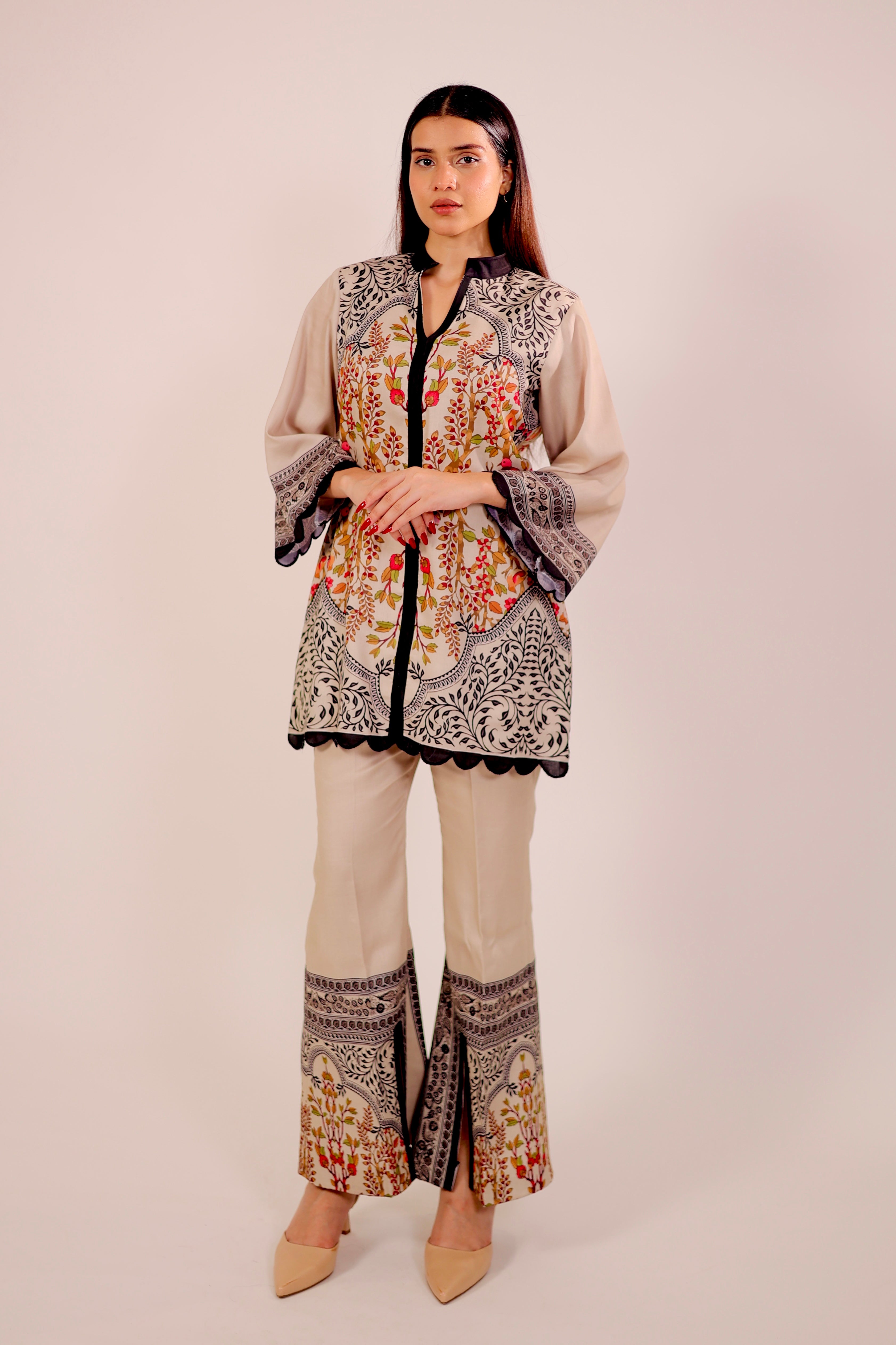 Timeless Beige & Black Kurta Set