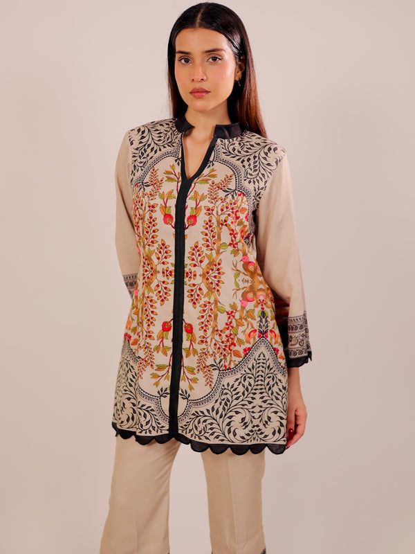 Timeless Beige & Black Kurta Set