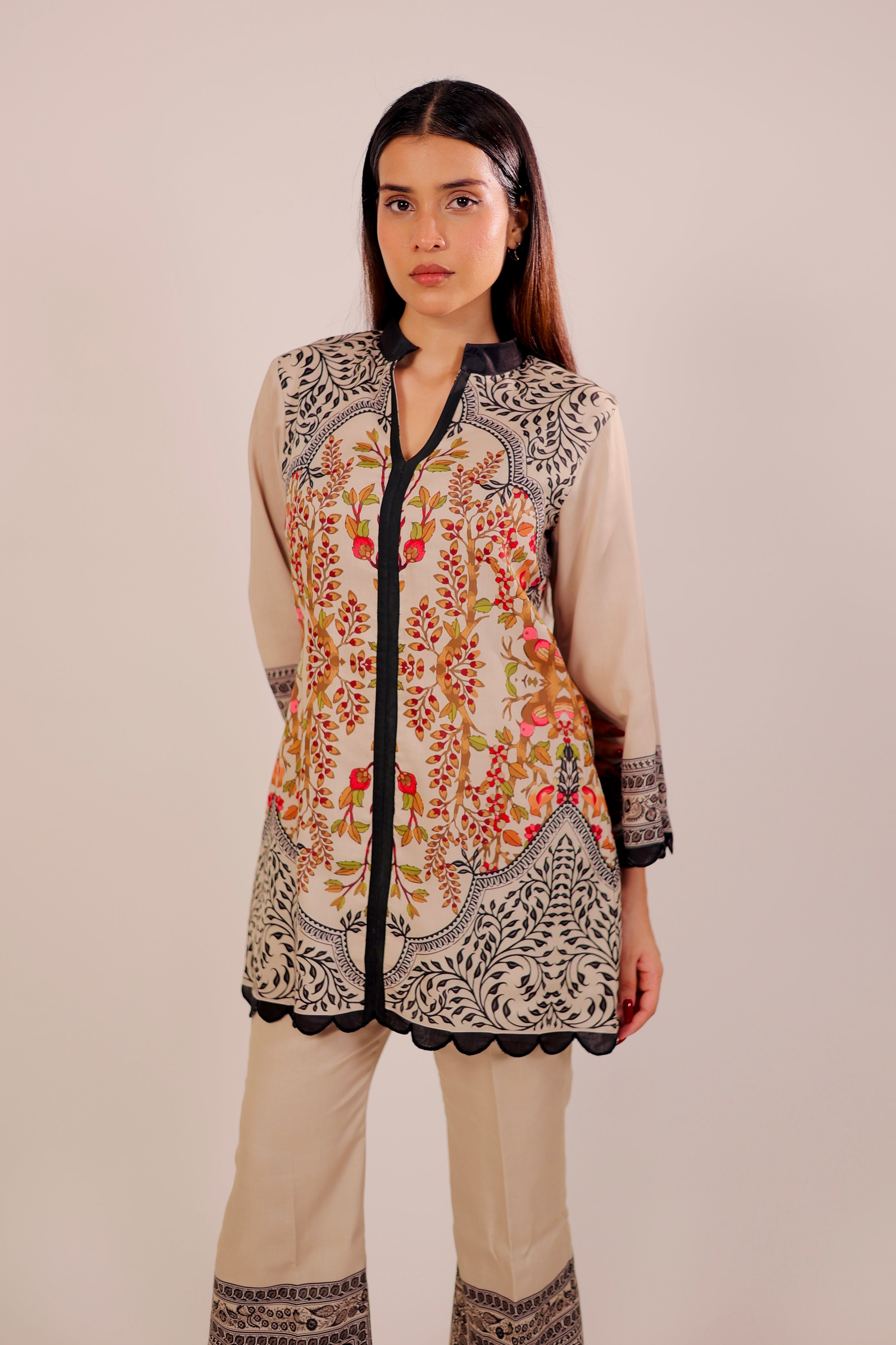 Timeless Beige & Black Kurta Set