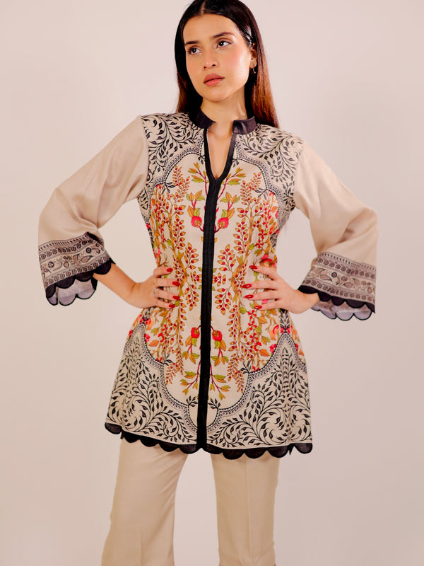 Timeless Beige & Black Kurta Set