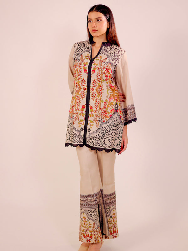 Timeless Beige & Black Kurta Set