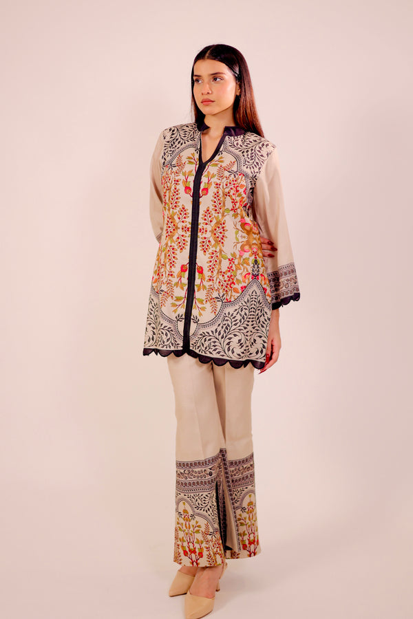 Timeless Beige & Black Kurta Set