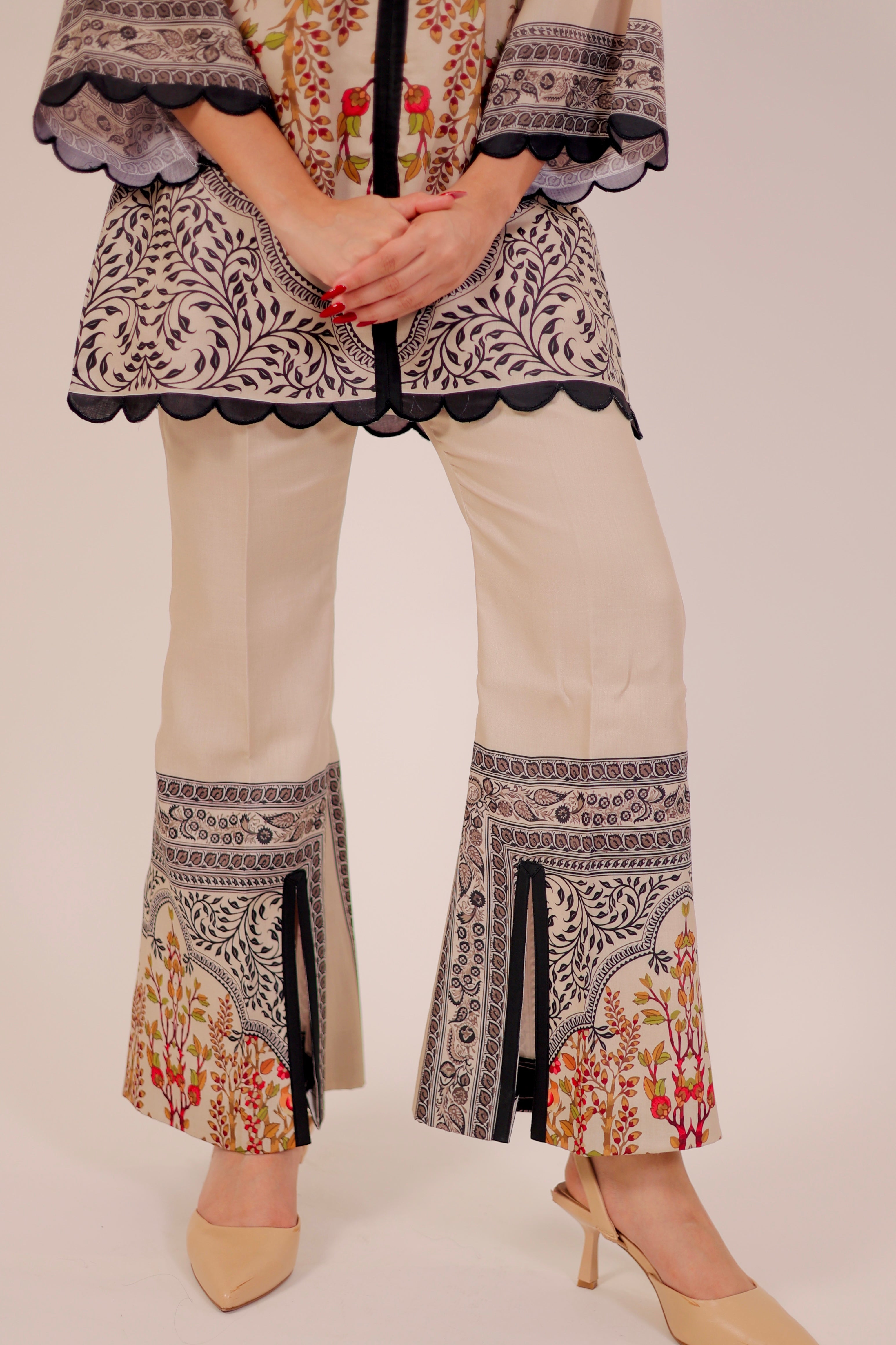 Timeless Beige & Black Kurta Set