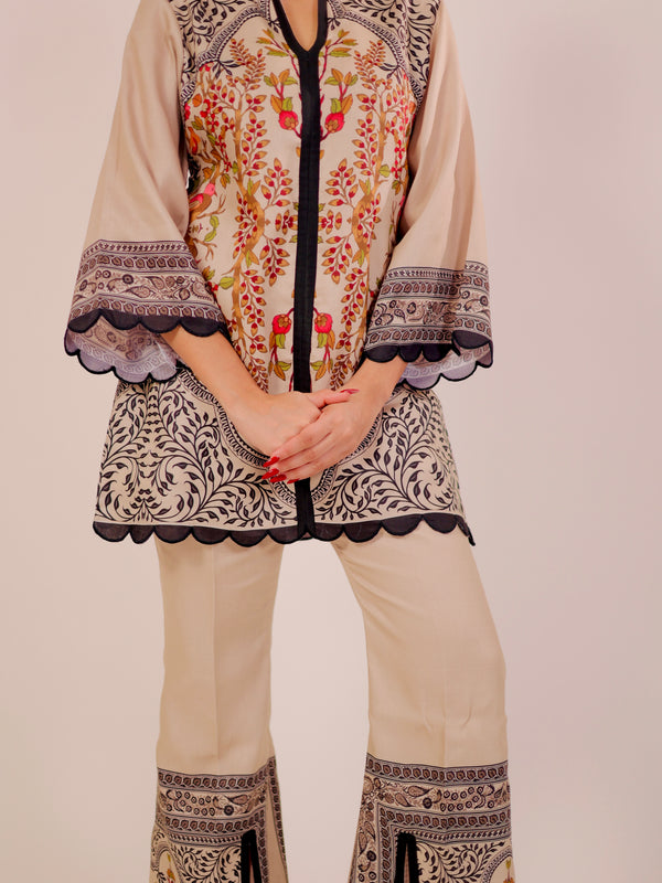 Timeless Beige & Black Kurta Set